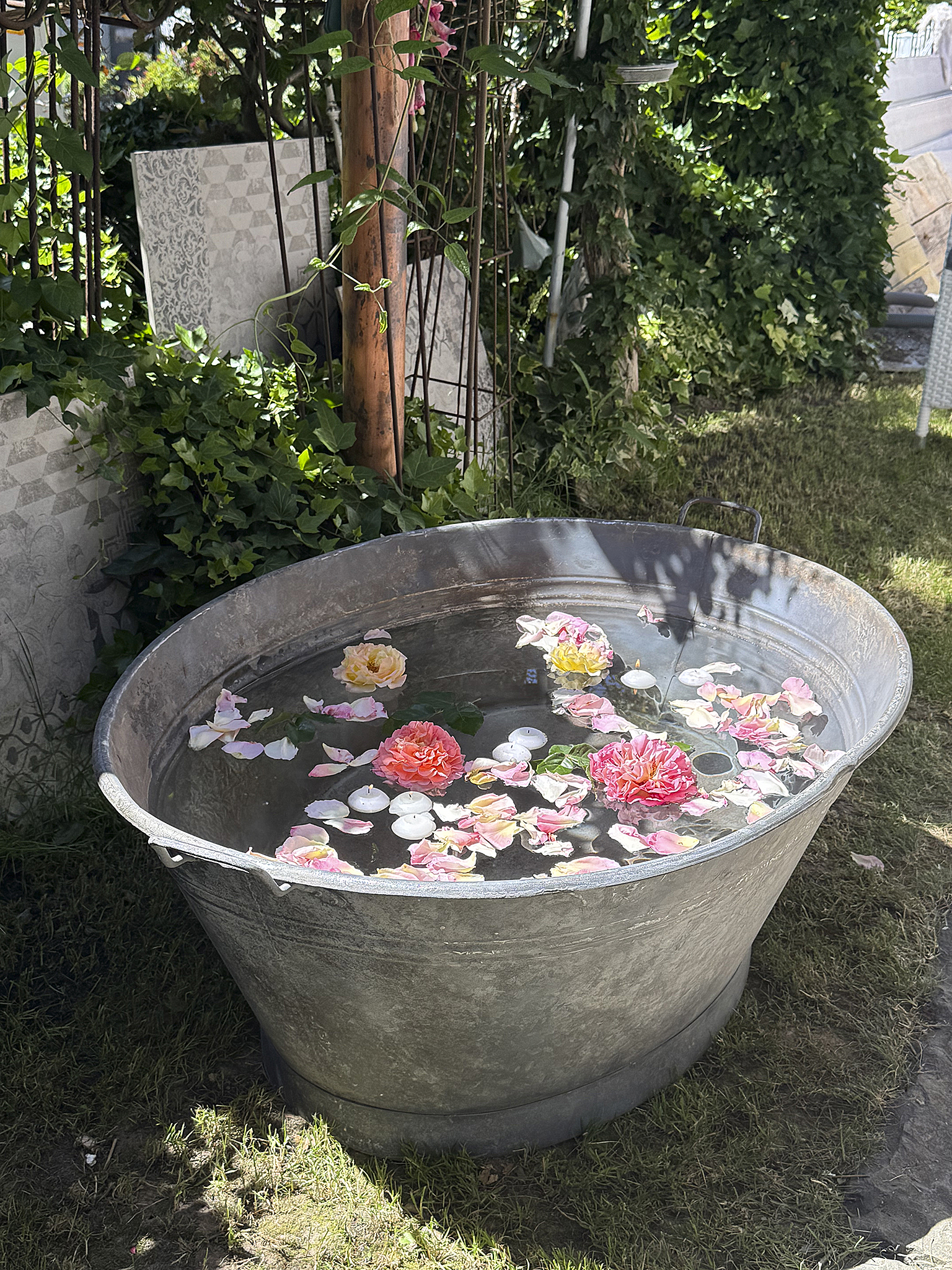 Alte sehr große Zinkwanne mit authentischer Patina – 100Liter***