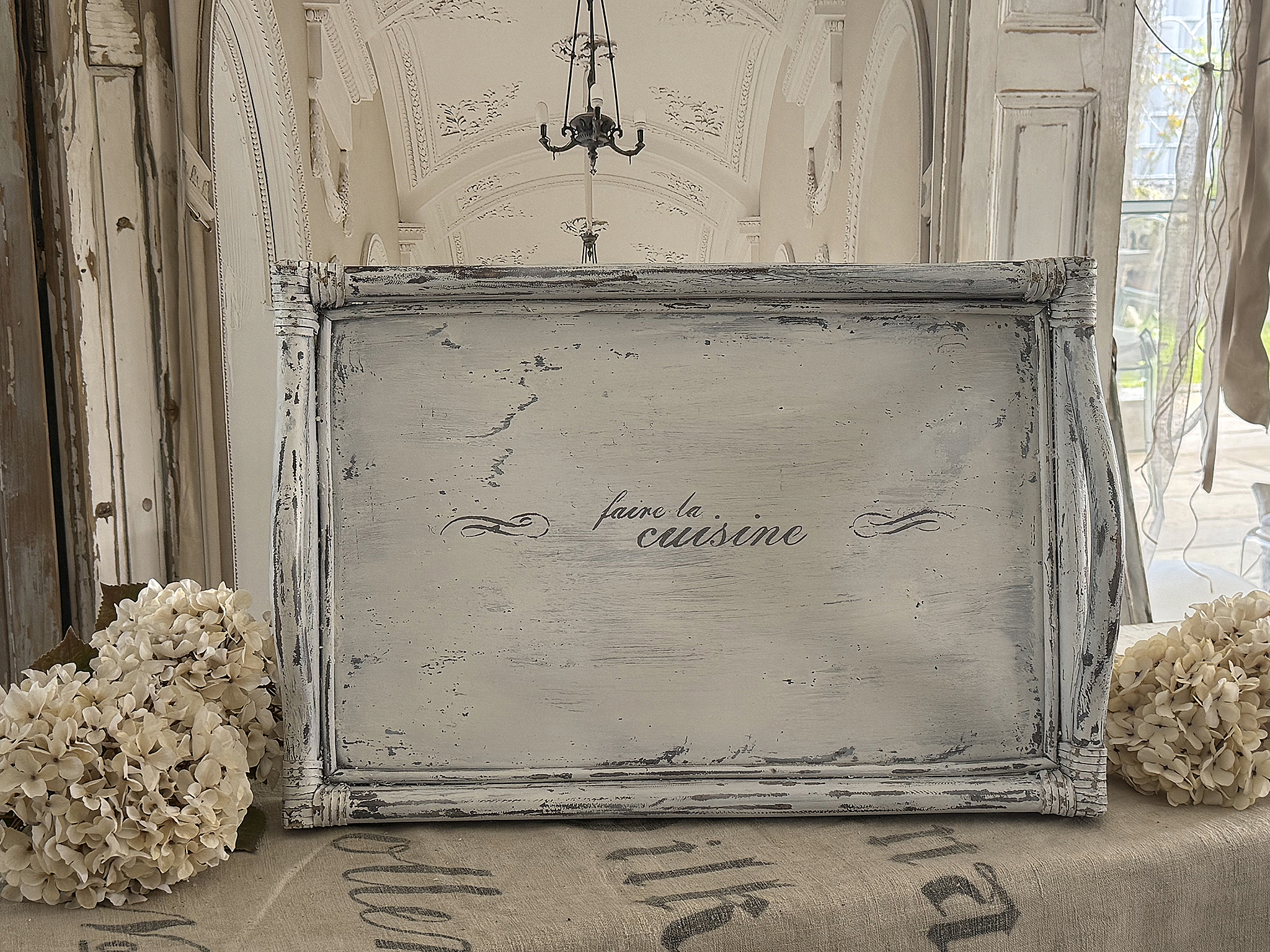  Altes Holztablett „La Cuisine“ im Shabby-Chic***