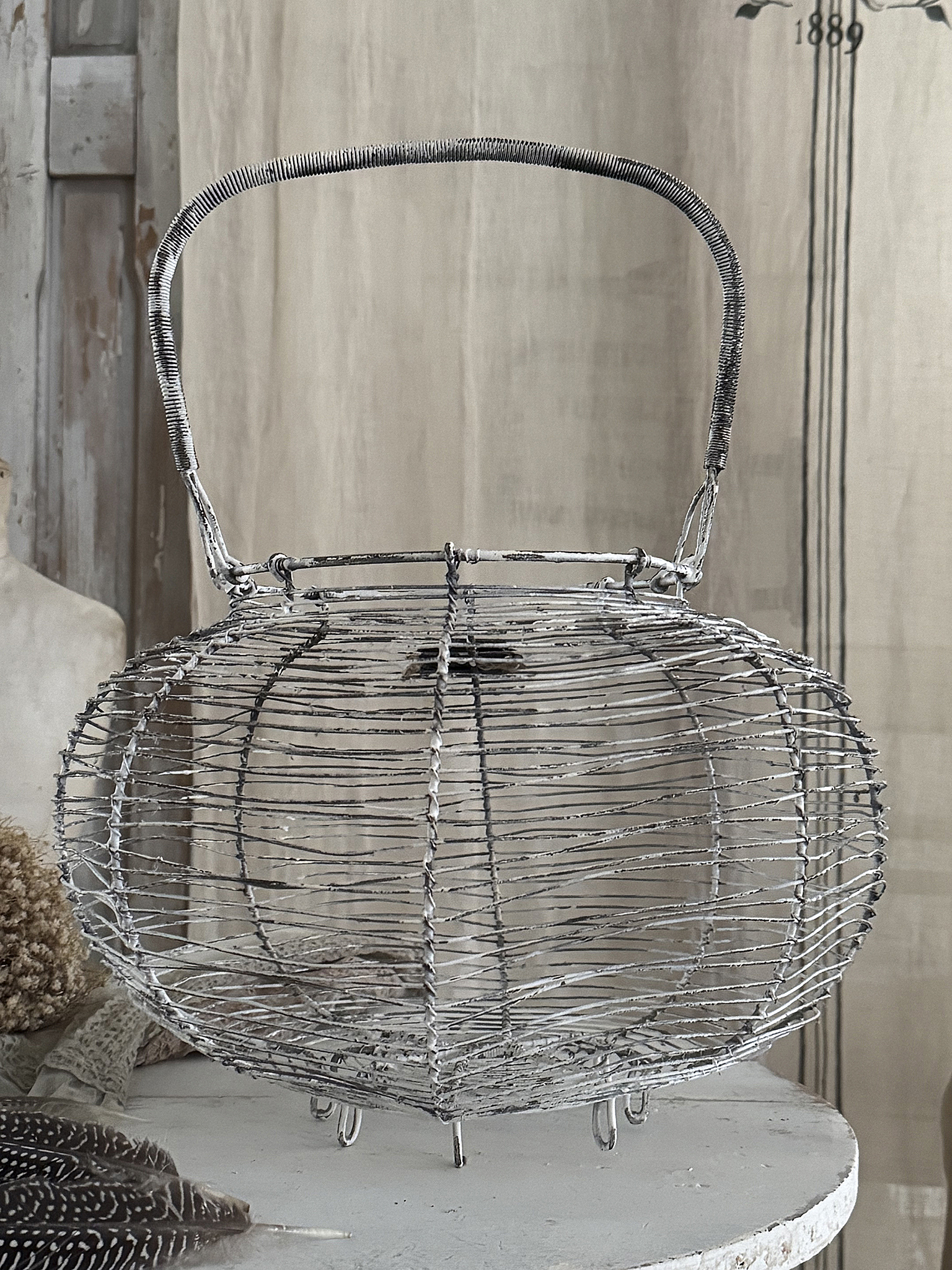 Antiker französischer Eierkorb XL – Vintage-Charme aus Frankreich***