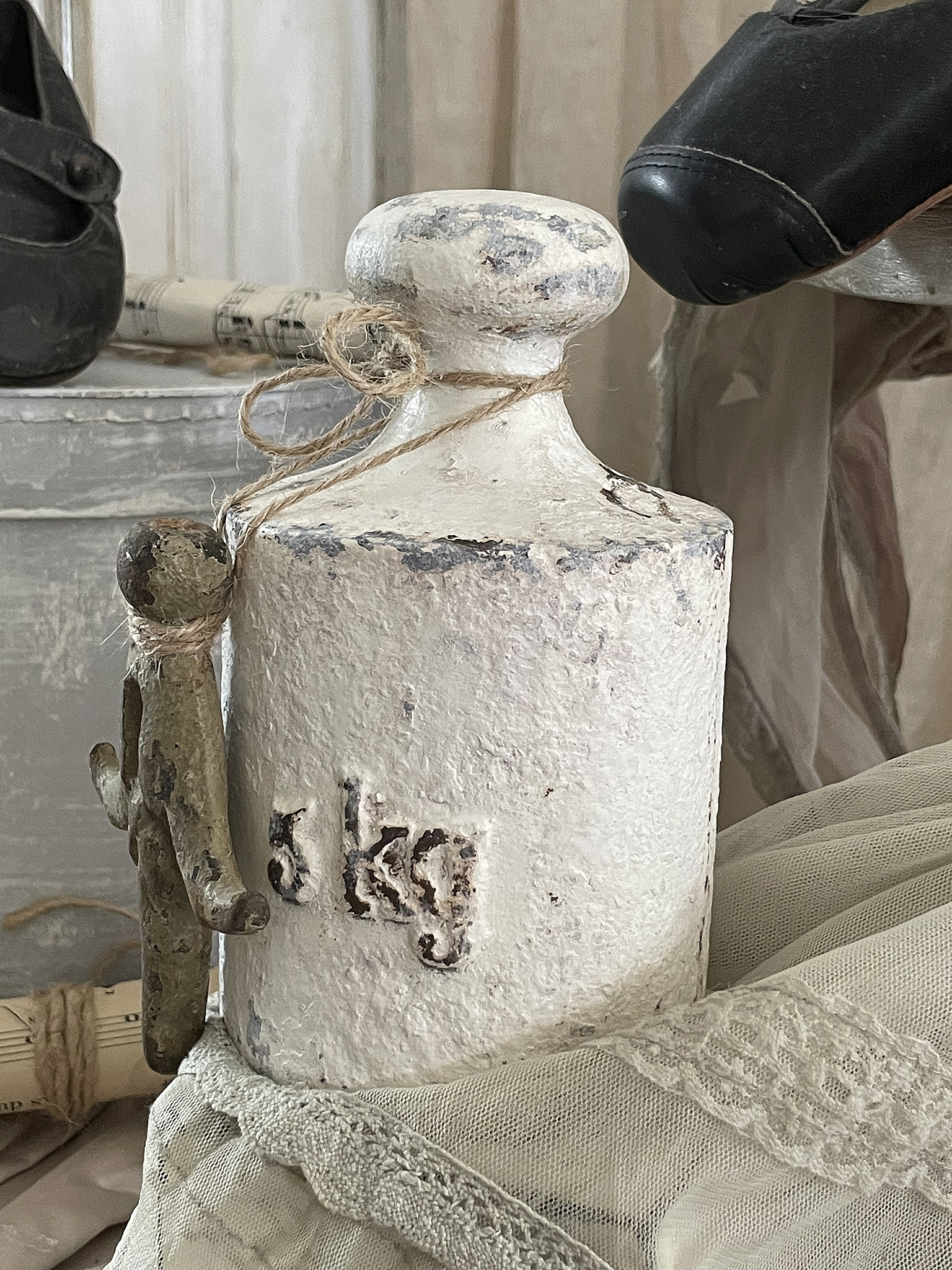  Altes 5kg Gewicht "Shabby-Chic mit Zaunspitze