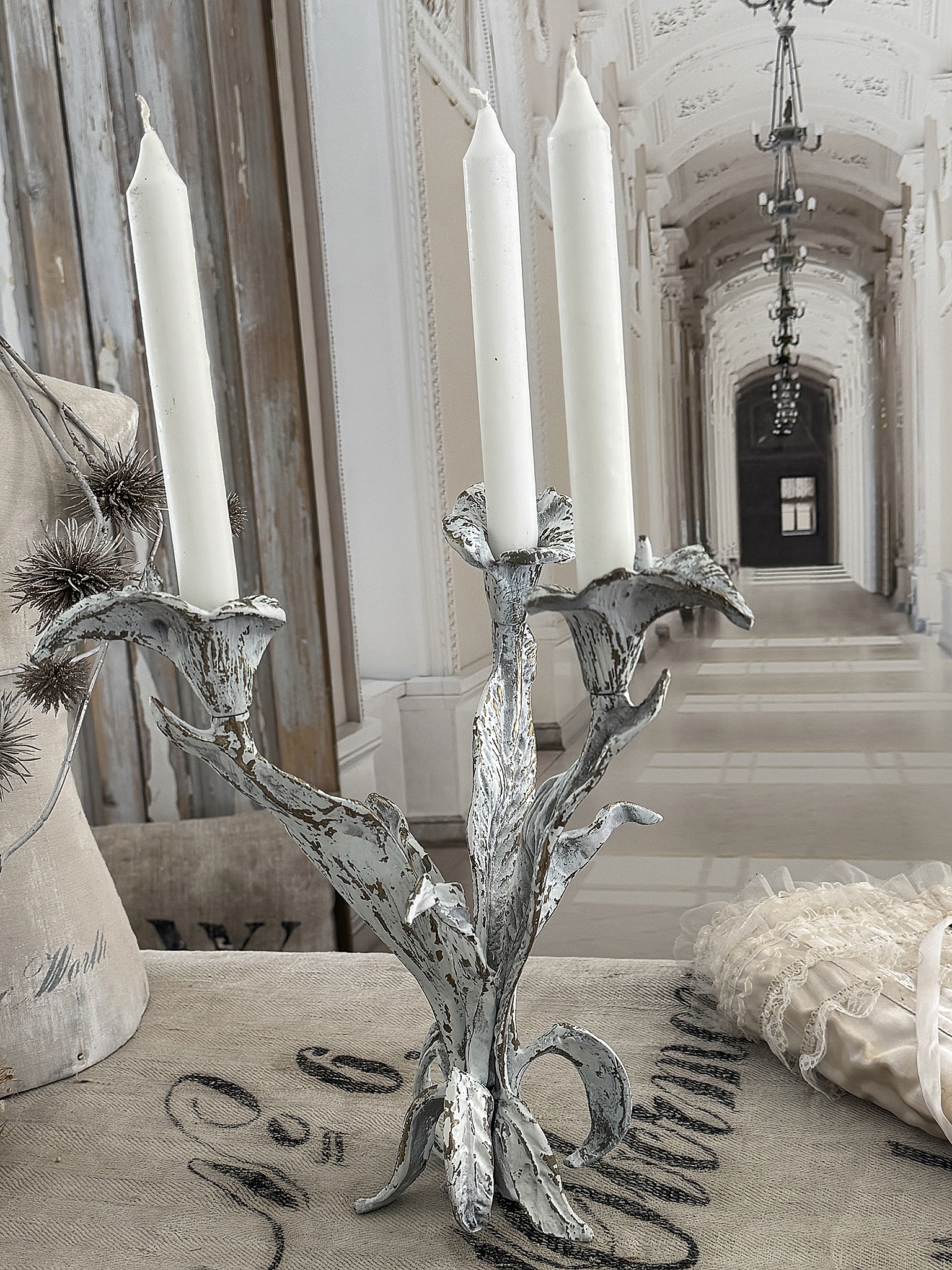 Dreiflammiger Vintage Kerzenleuchter im Jugendstil***