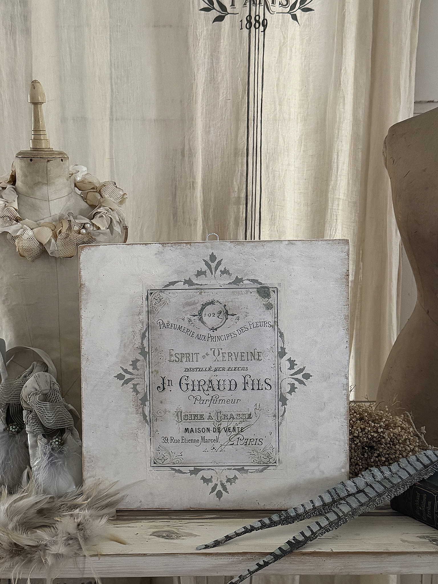 Vintage Holz Bild Parfumeur Shabby-pur***