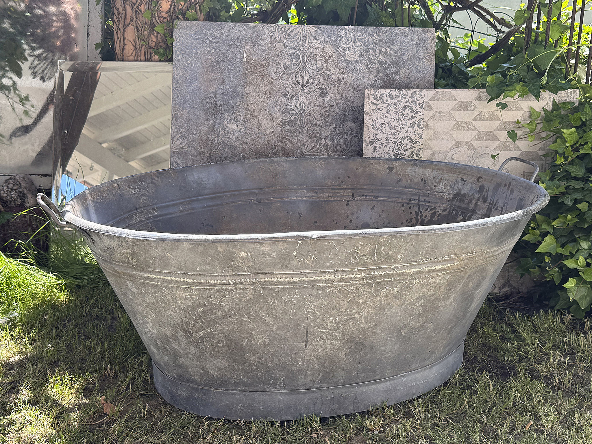 Alte sehr große Zinkwanne mit authentischer Patina – 100Liter***