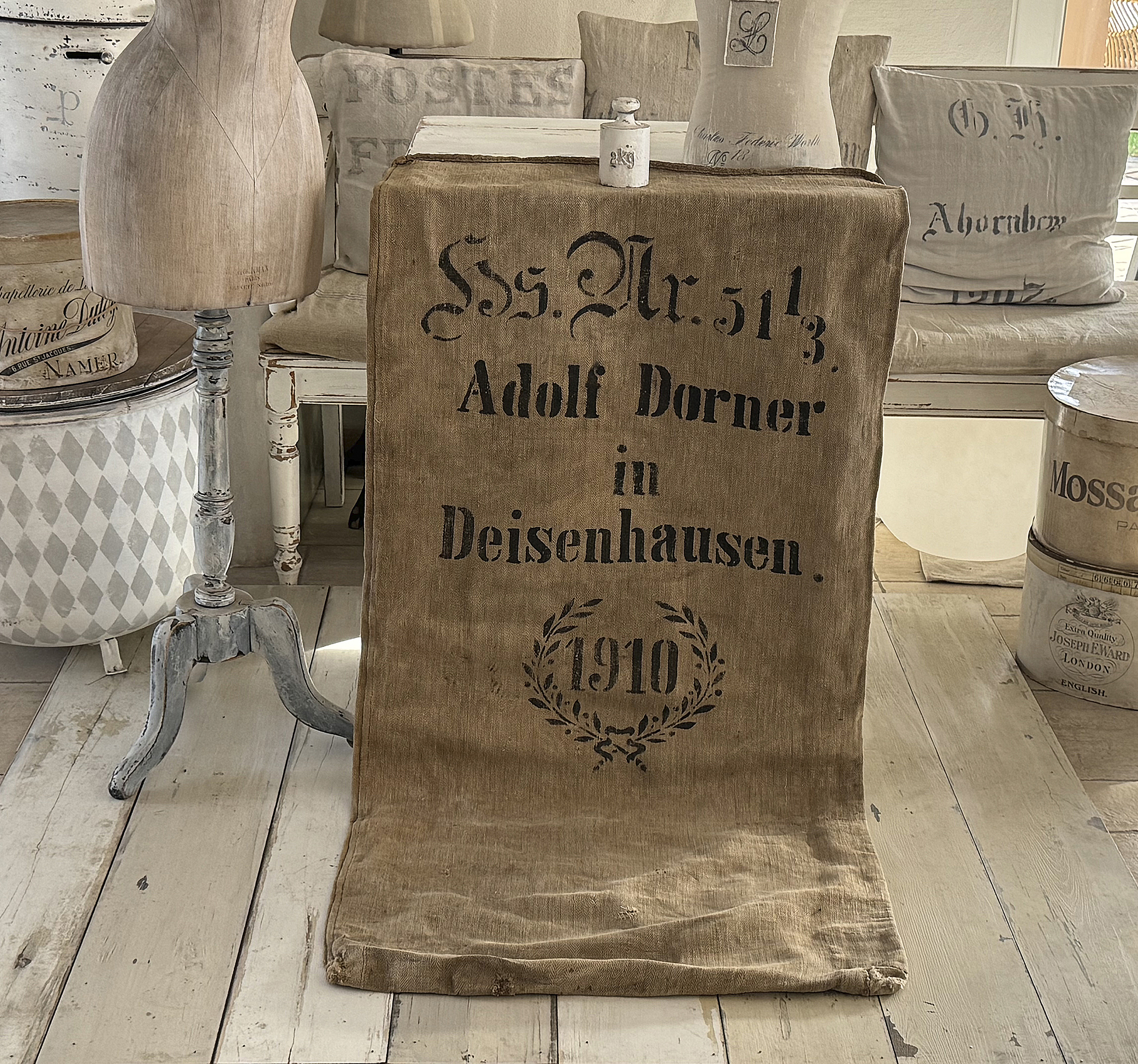 Alter Leinensack / Getreidesack von 1910 mit Originaldruck***