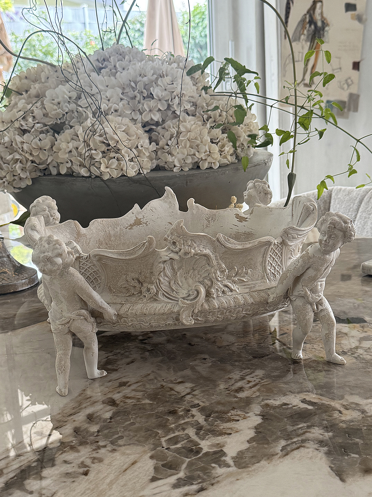 Wunderschöne Shabby-Chic-Jardinière mit Putten – romantisches Rokoko-Flair***