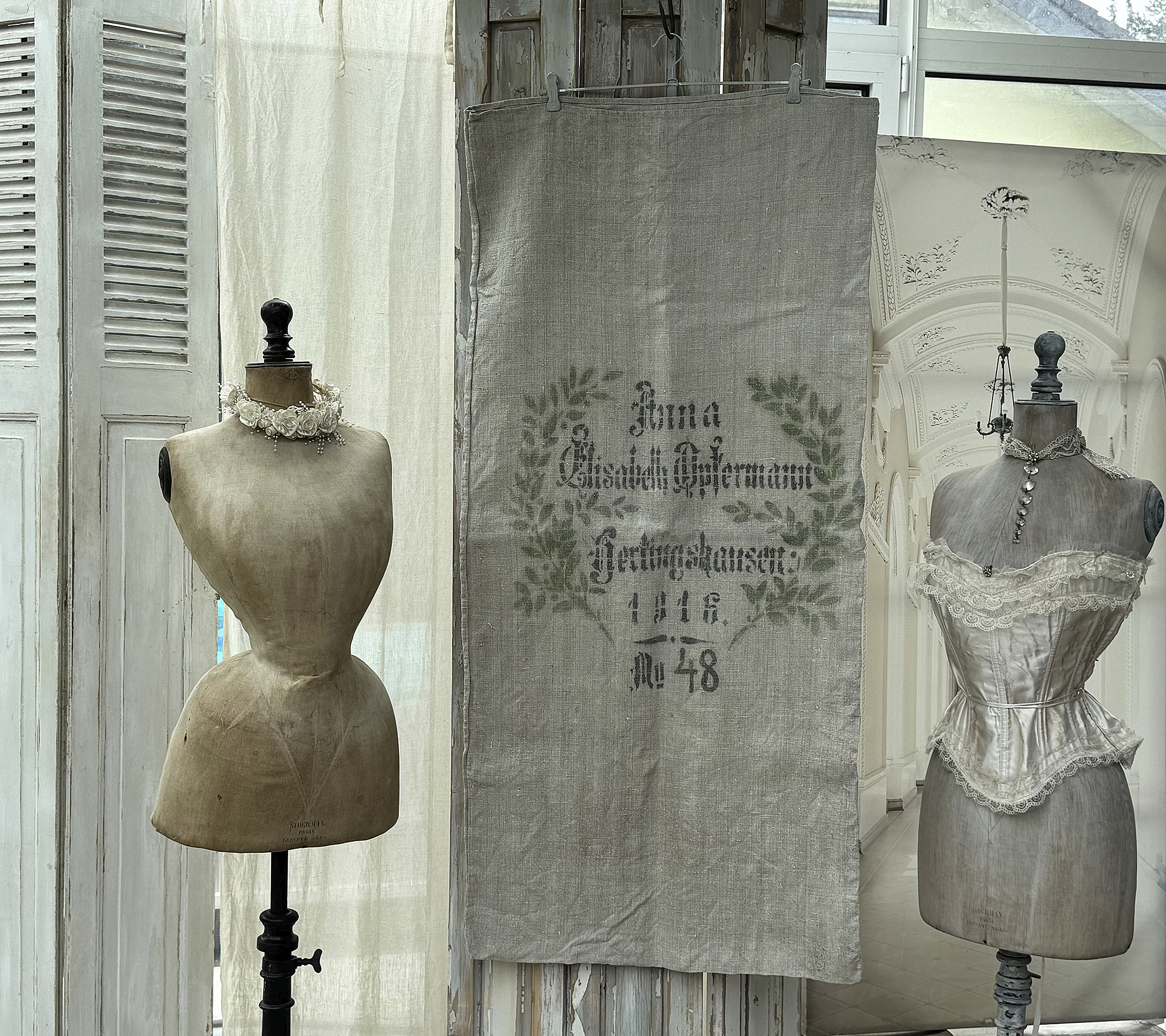 Großer antiker Mehlsack mit Originaldruck & Lorbeerkranz***