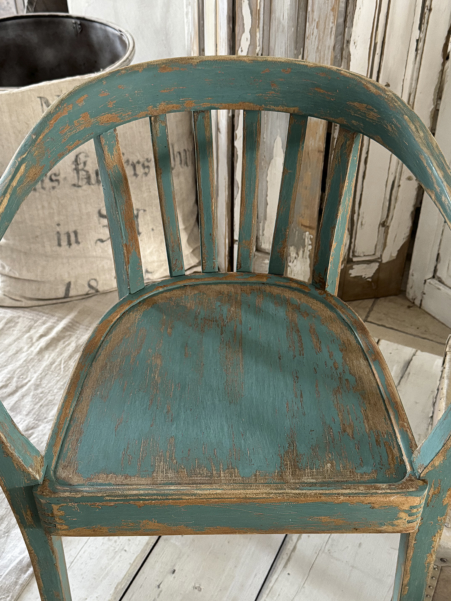   Alter Armlehnenstuhl Bauhaus Vintage/Türkis***