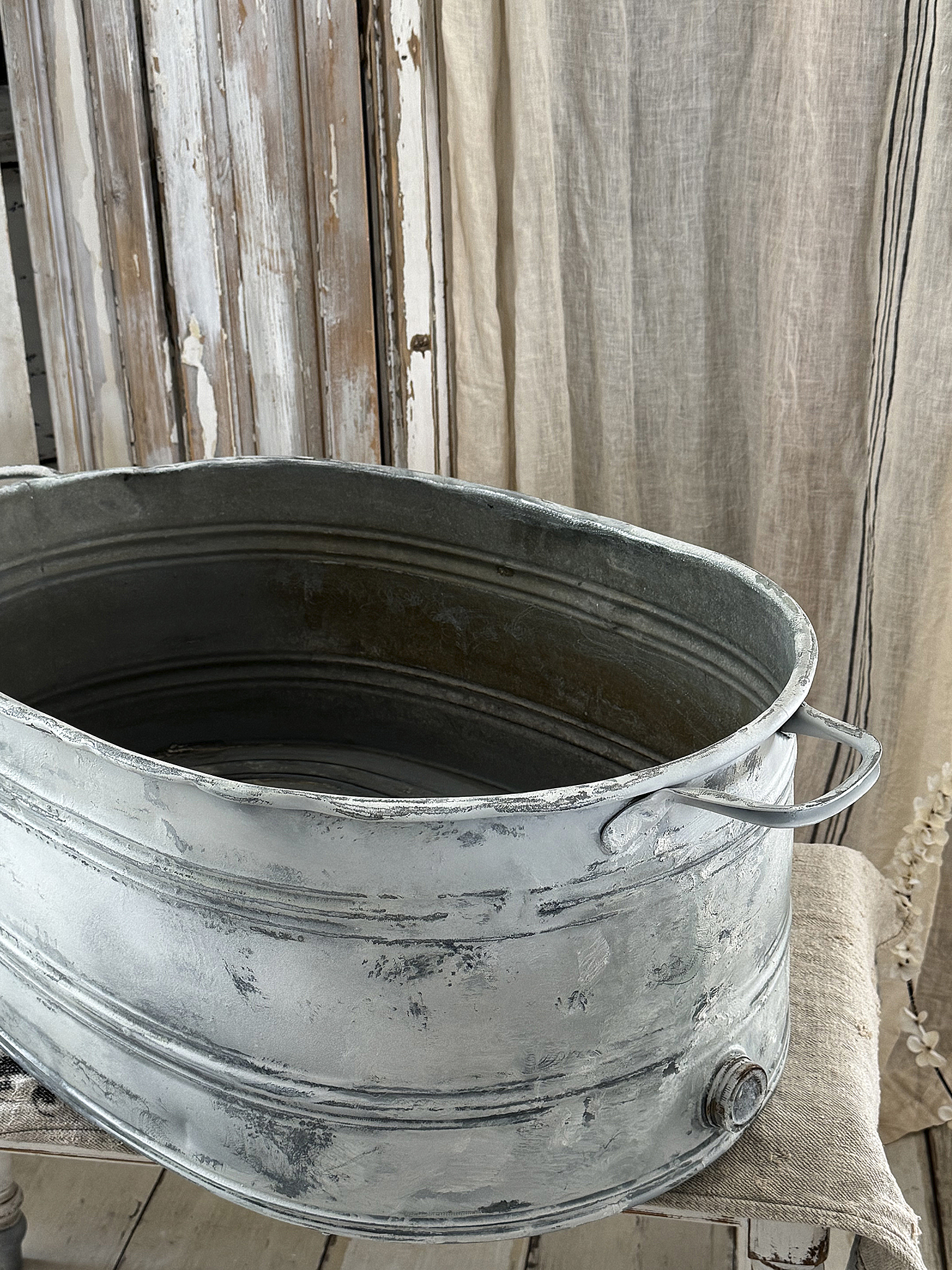 Uralte große Waschwanne aus Zink mit wunderschöner heller Patina***