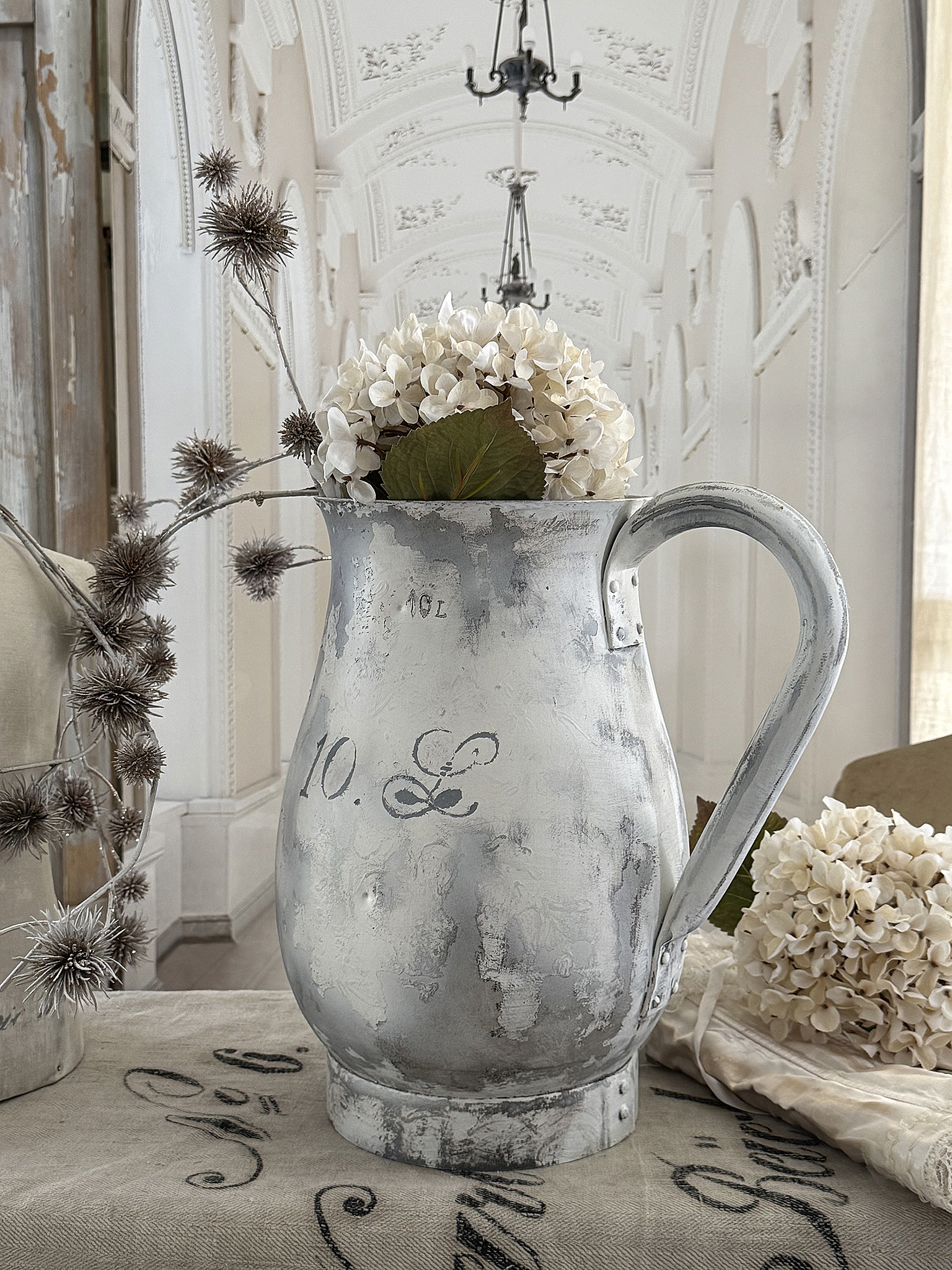  Alte, große Zinkblech-Kanne ***