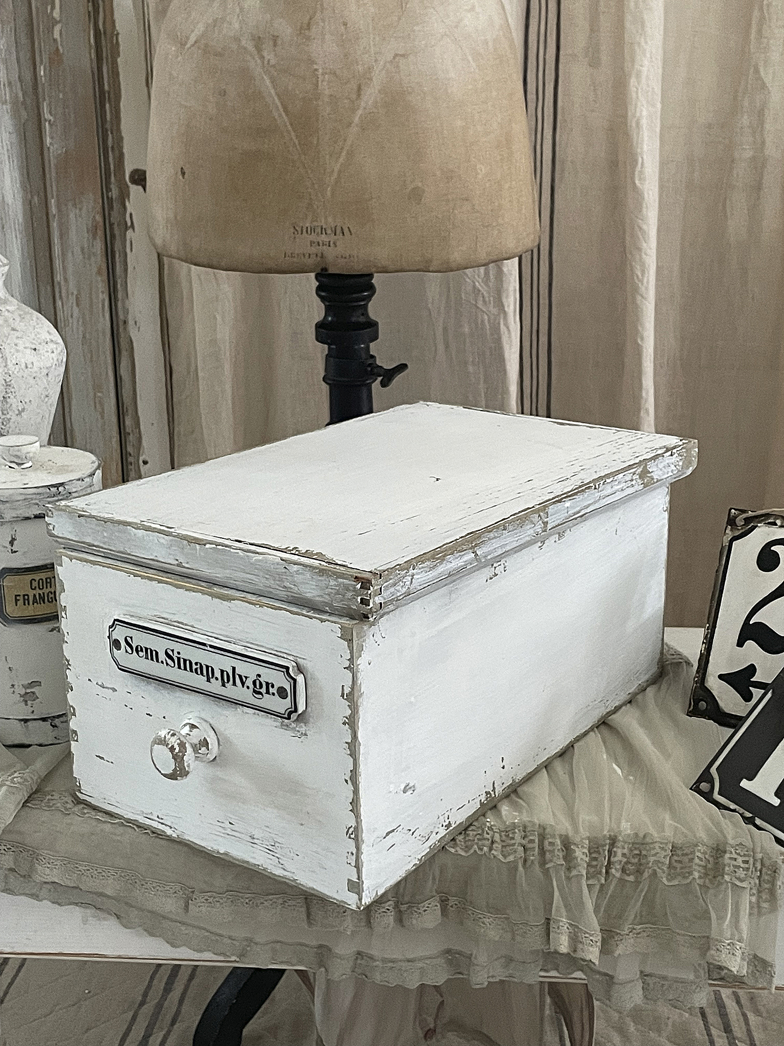 Brocante Holz Apothekerkiste mit Deckel*** Brocante Holz Apothekerkiste mit Deckel***