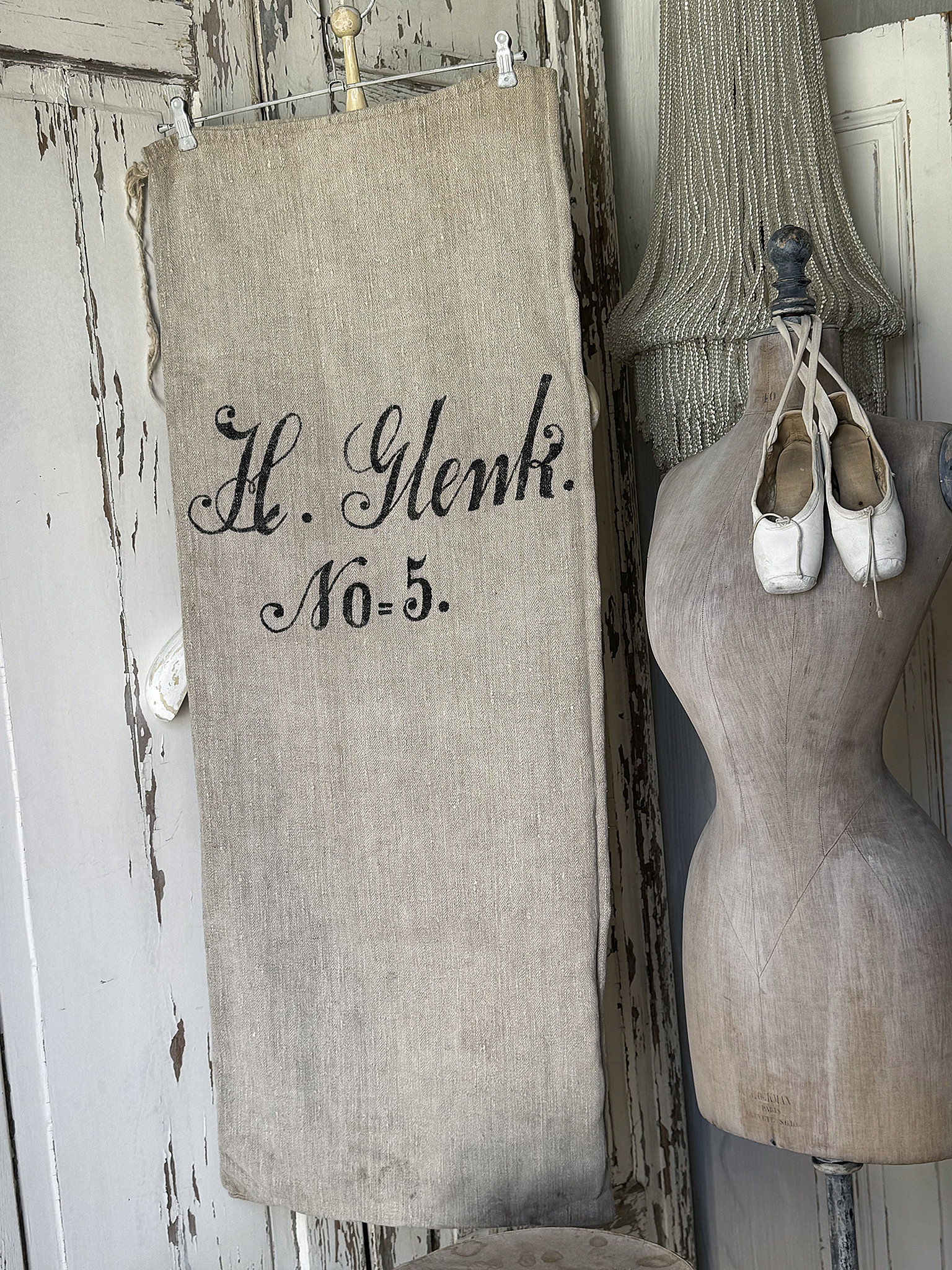 Alter Leinensack/ Mehlsack Schreibschrift No.5***