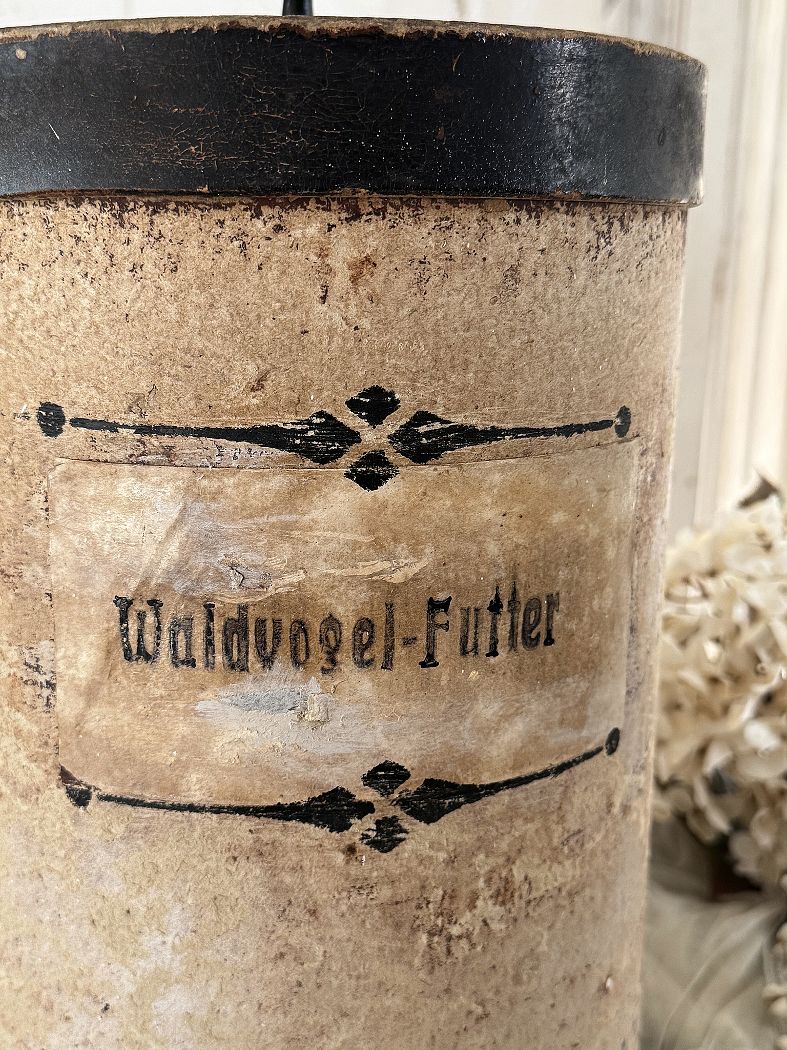 Antike Apothekerdose Waldvogelfutter Vintage Apothekendose mit Originalschild***