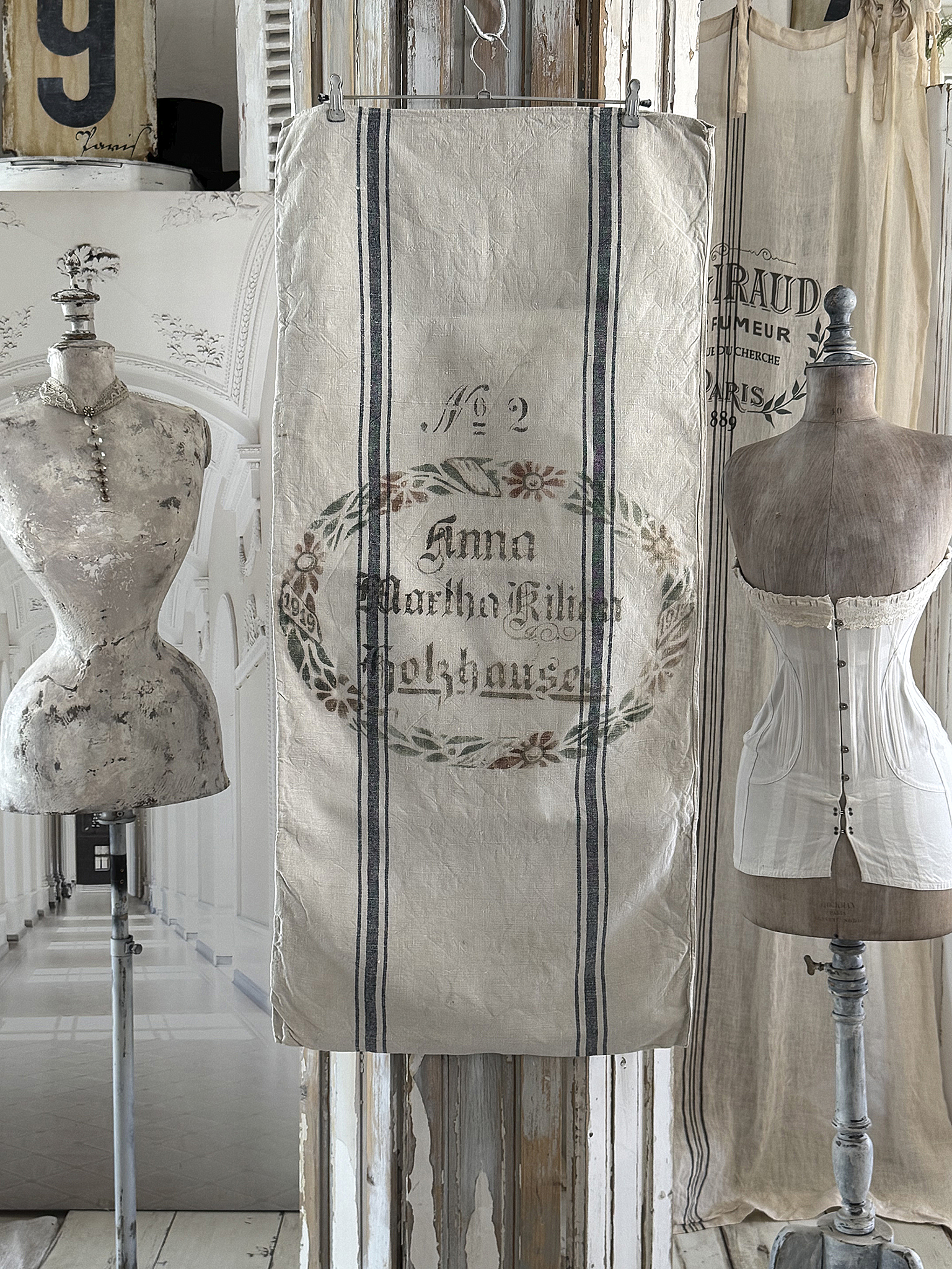  Antiker Mehlsack von 1919-No.2/Blütenkranz***