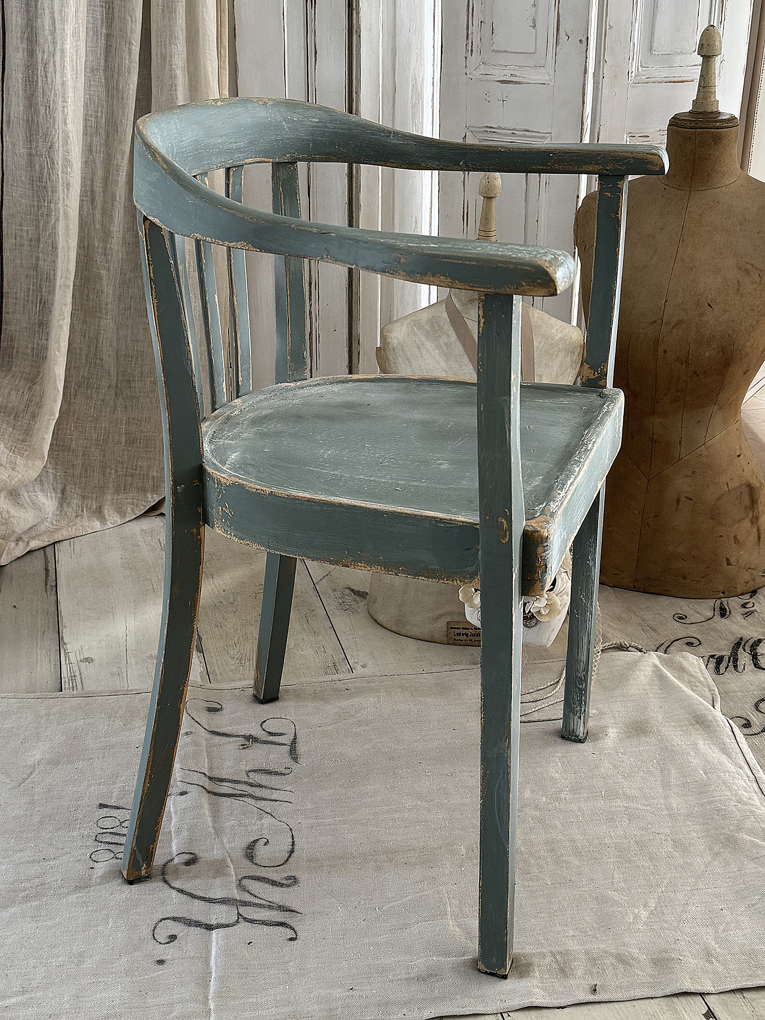 Alter Armlehnenstuhl Bauhaus Vintage/Salbei***