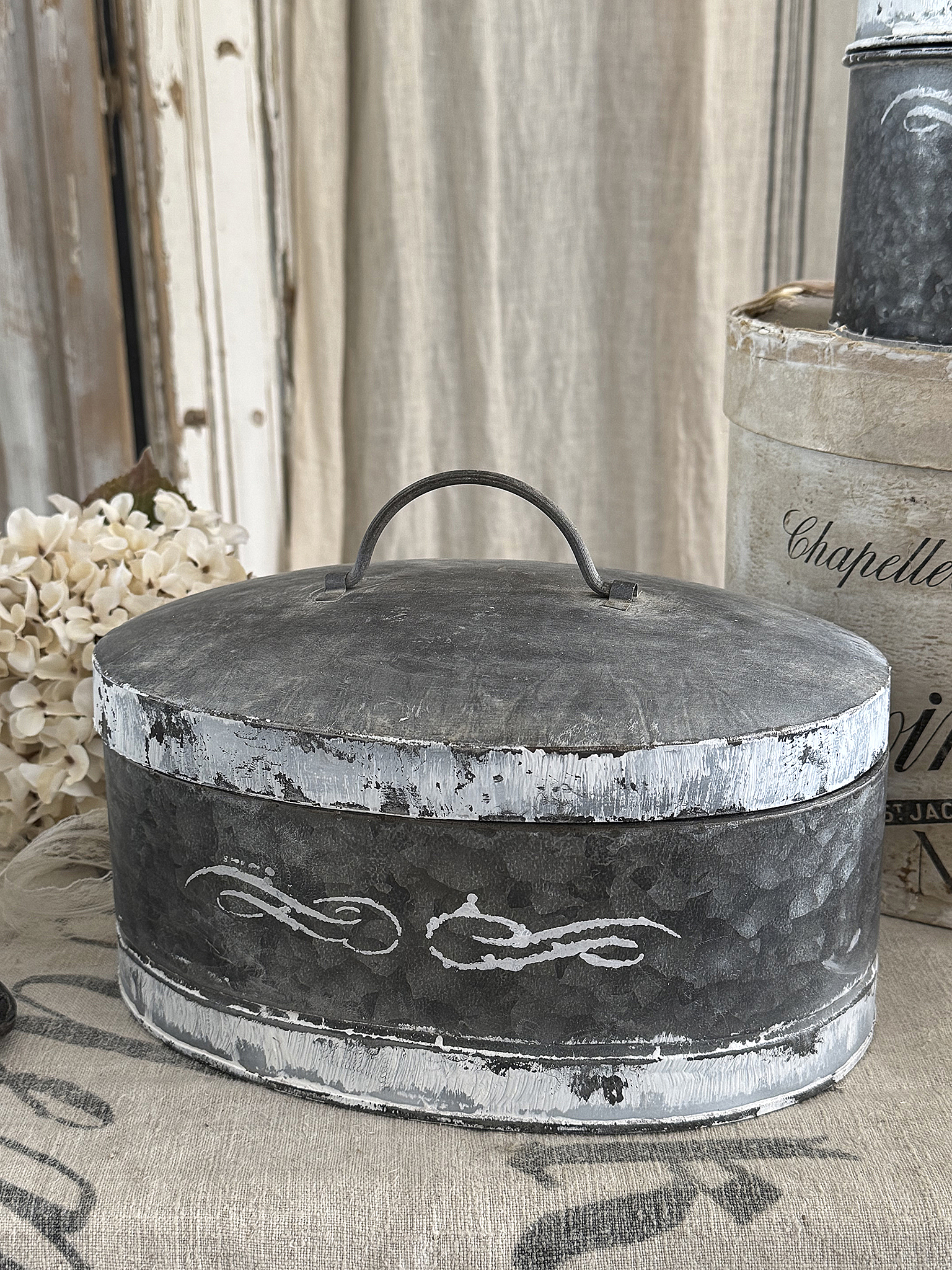  Altes Dosen-Duo aus Zink im Vintage-Stil***