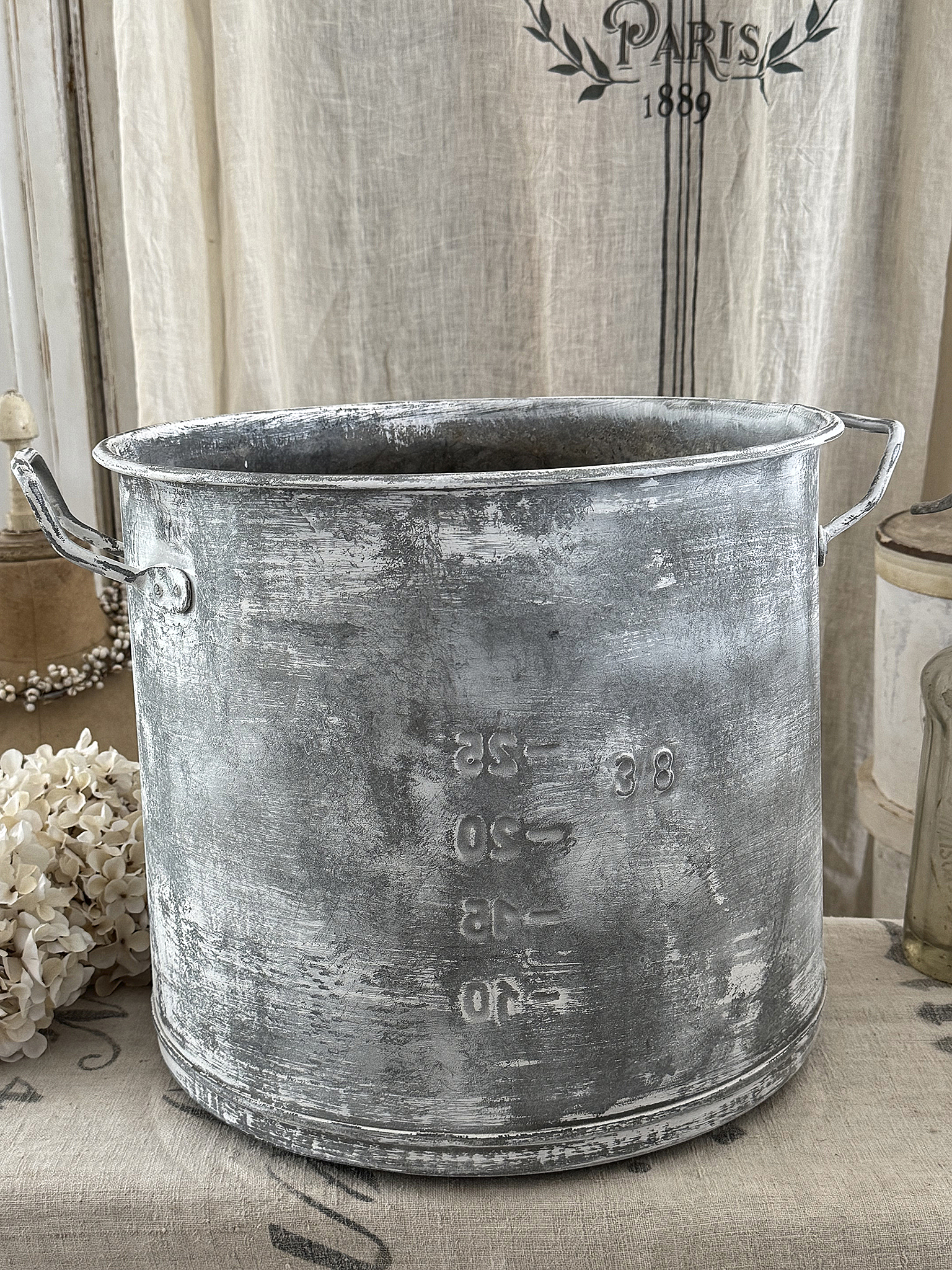 Alter großer Zinktopf – 38 Liter im charmanten Vintage-Look***