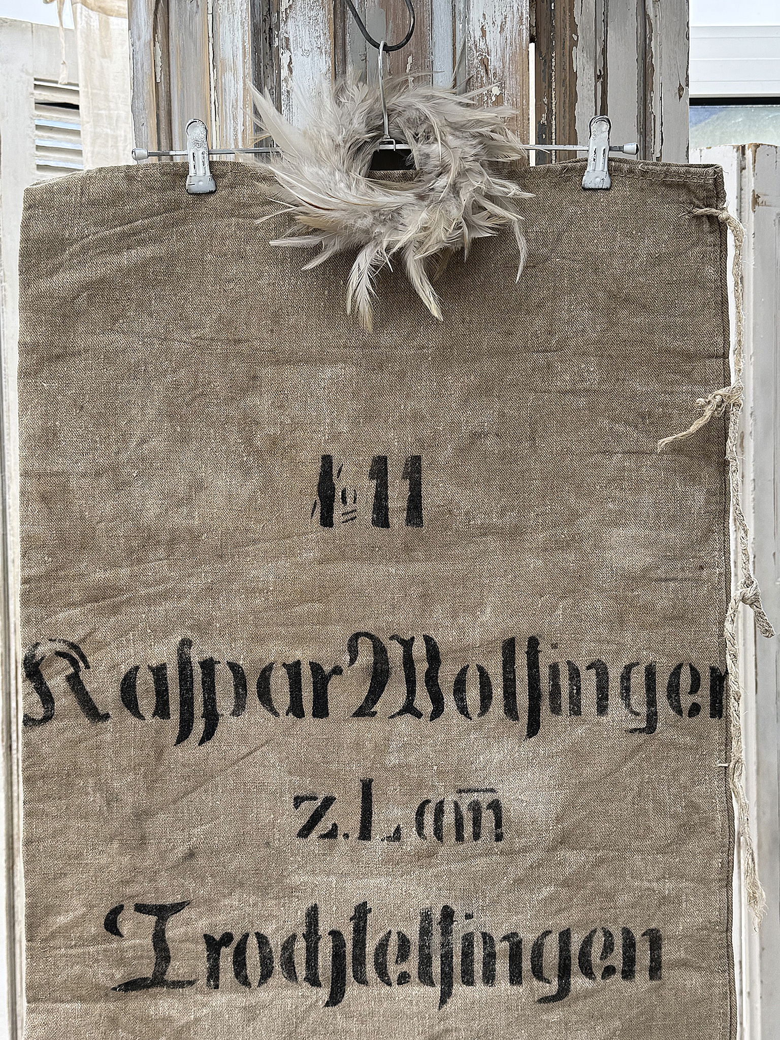Historisches Textil mit Schriftzug von Kaspar Wolfinger Antikes Tuch mit dem Schriftzug von Kaspar Wolfinger, z.L.am Trochtelfingen