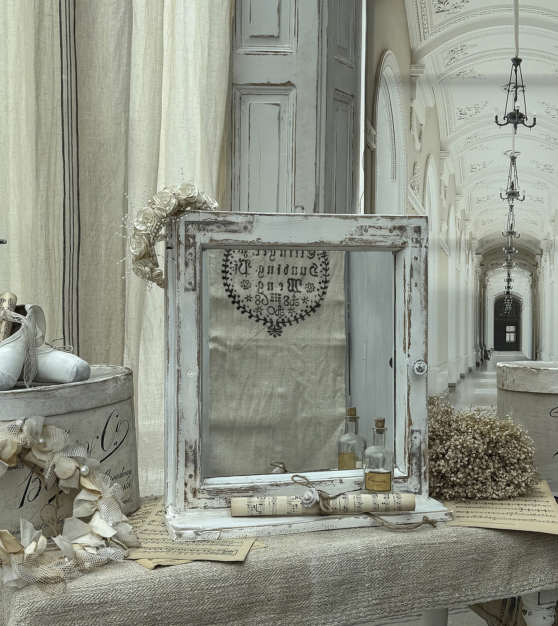 Altes Spiegelfenster mit Fensterbank*** Altes Spiegelfenster mit Fensterbank***