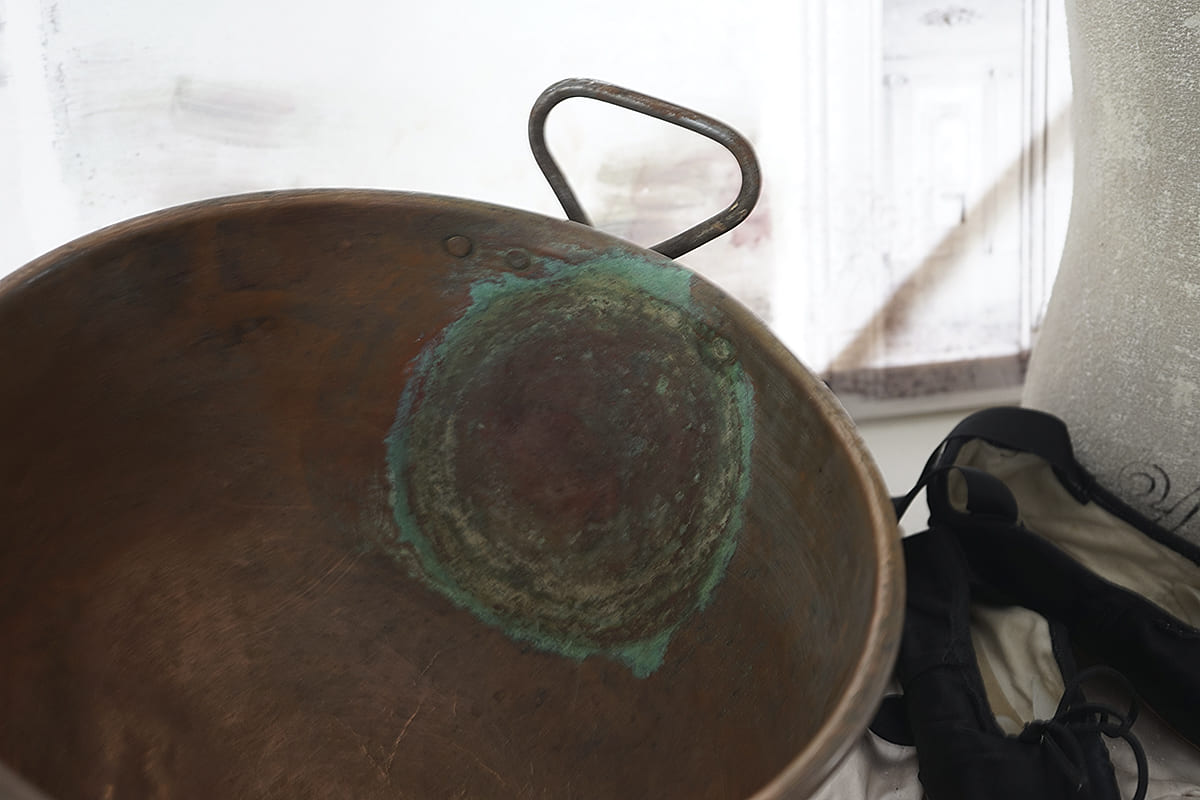 Antike Schlagschüssel, Eiweißschüssel aus Kupfer