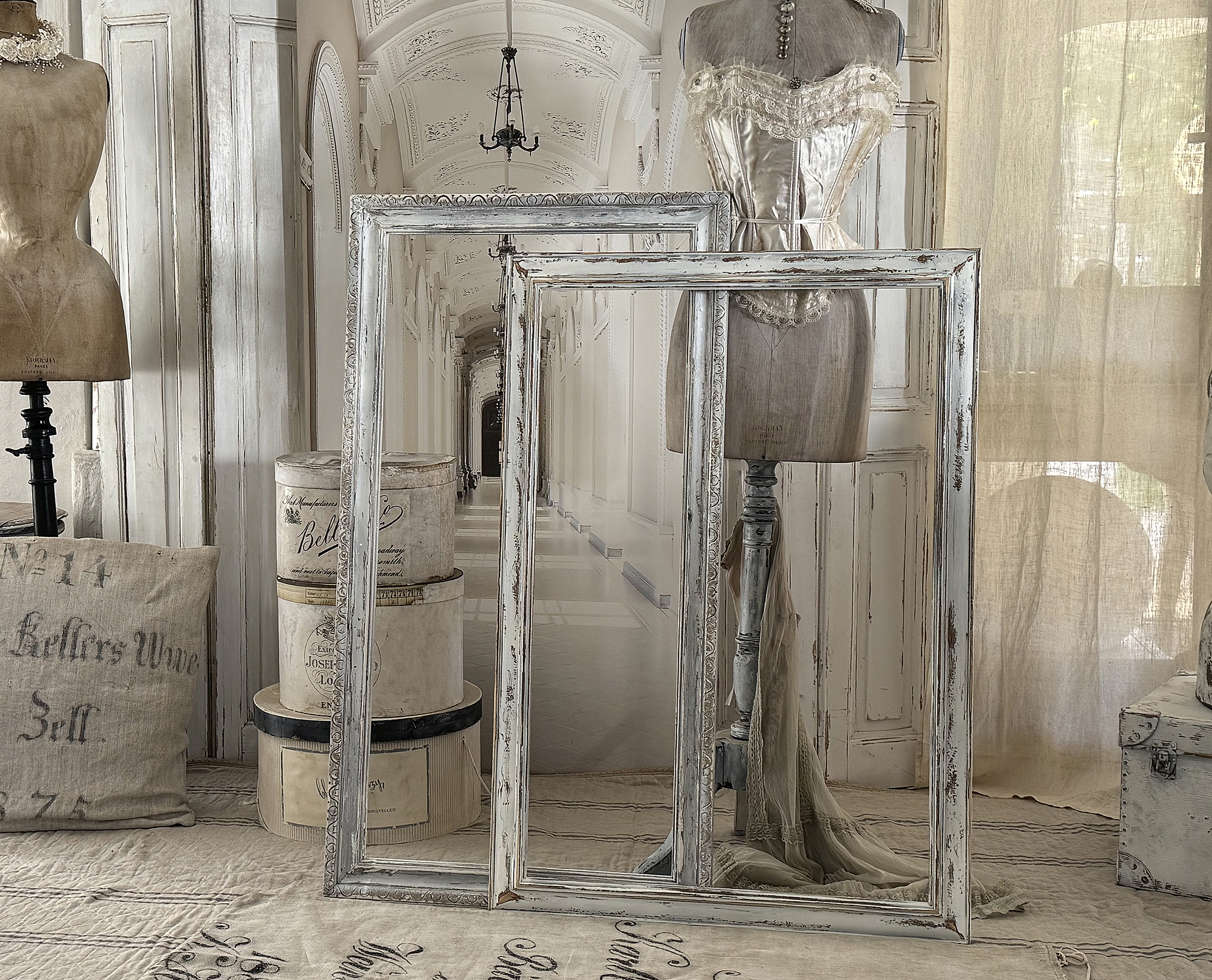 Duo große Holzbilderrahmen im Vintage-Shabbylook***