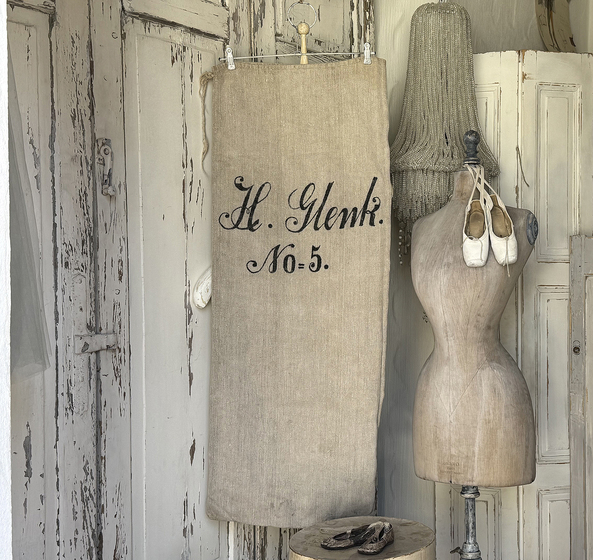 Alter Leinensack/ Mehlsack Schreibschrift No.5***