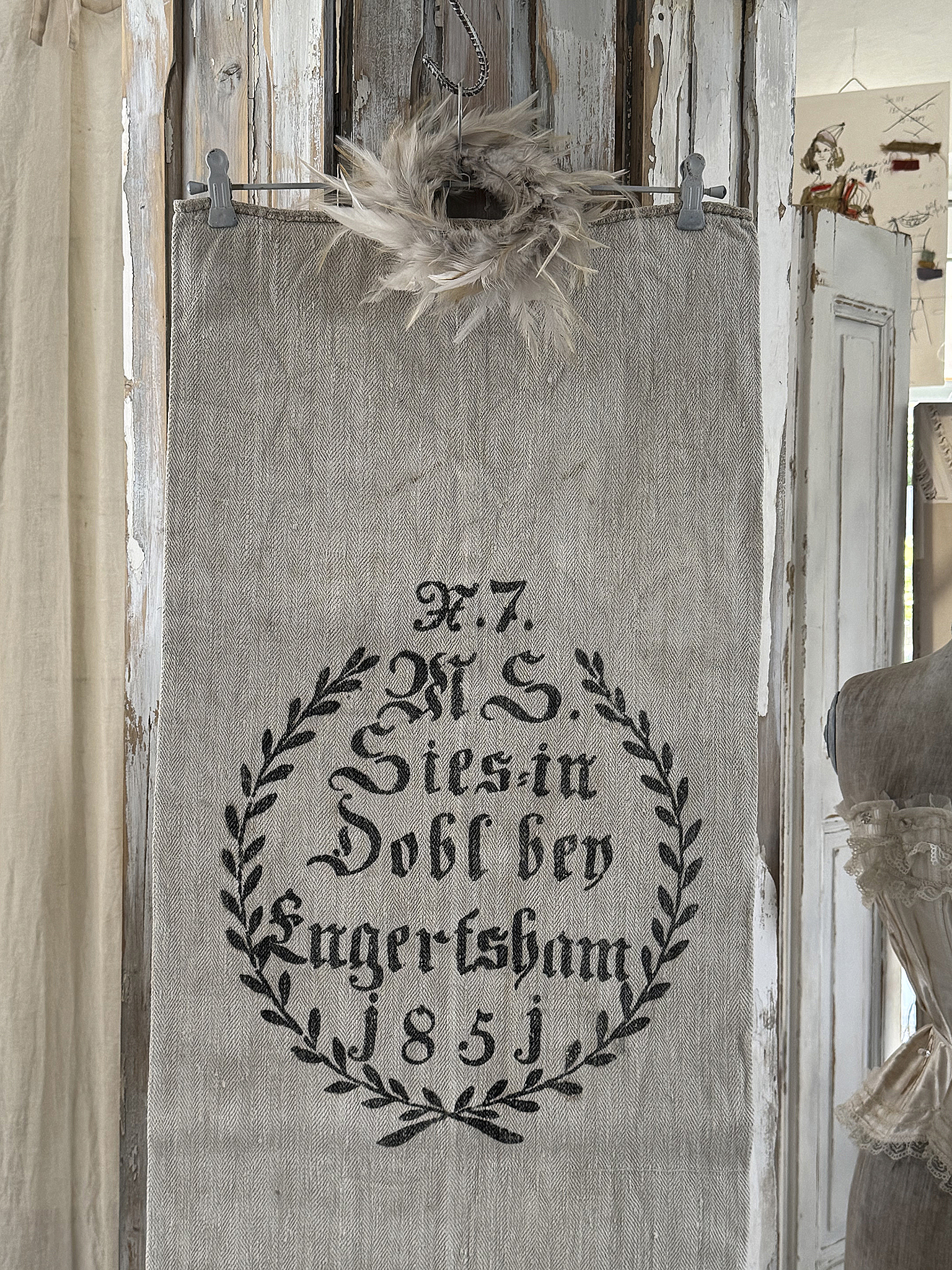 Historischer langer Leinensack/ Mehlsack 1851** Historischer langer Leinensack/ Mehlsack 1851**