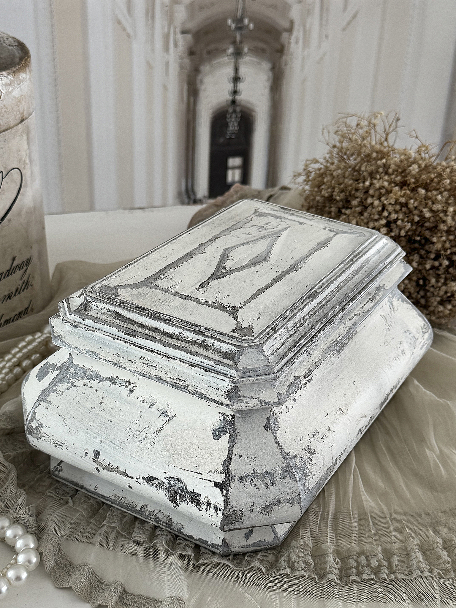 Antike Schmuckschatulle mit Spiegel – im Shabby Chic***
