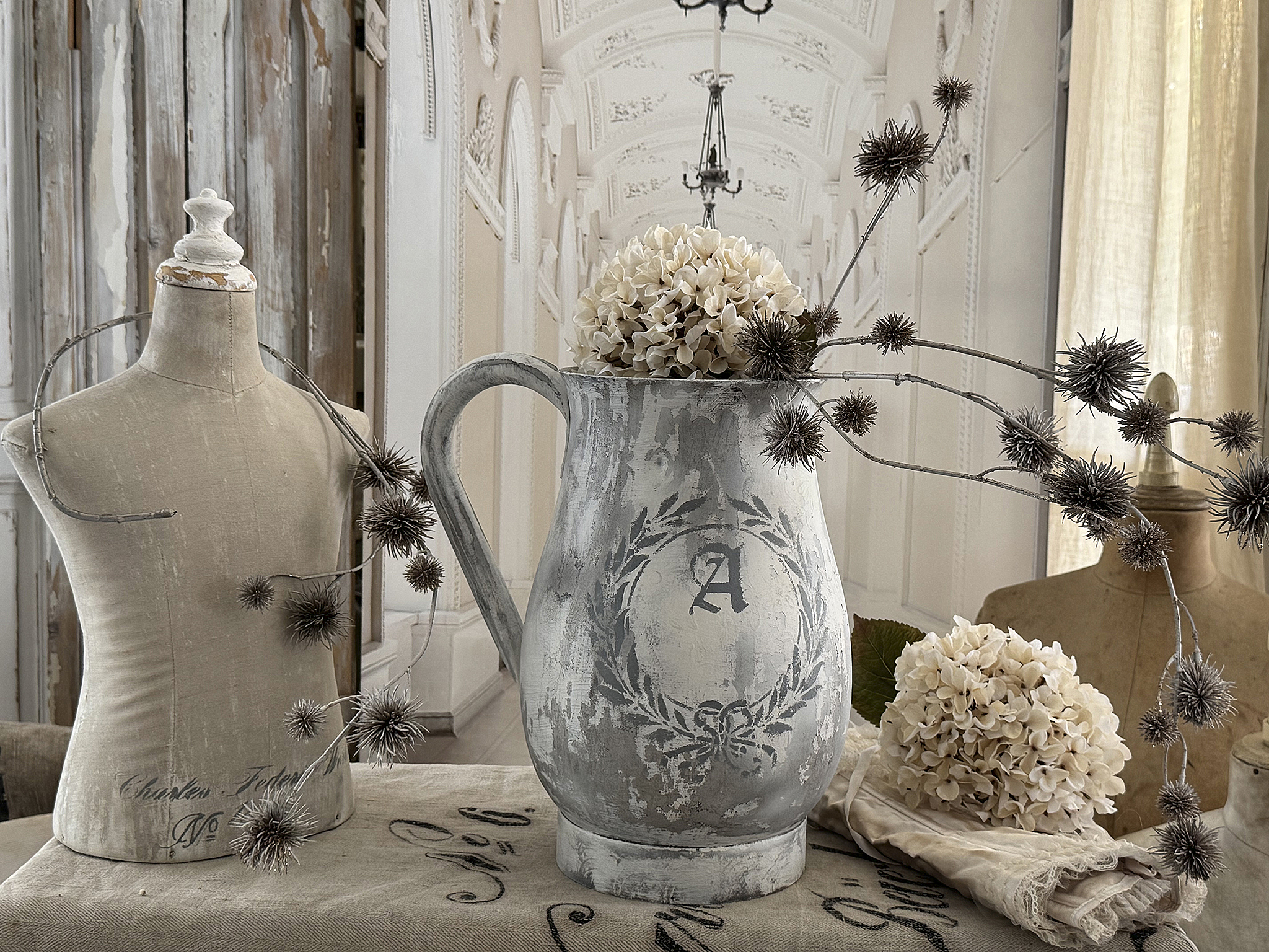  Alte, große Zinkblech-Kanne ***