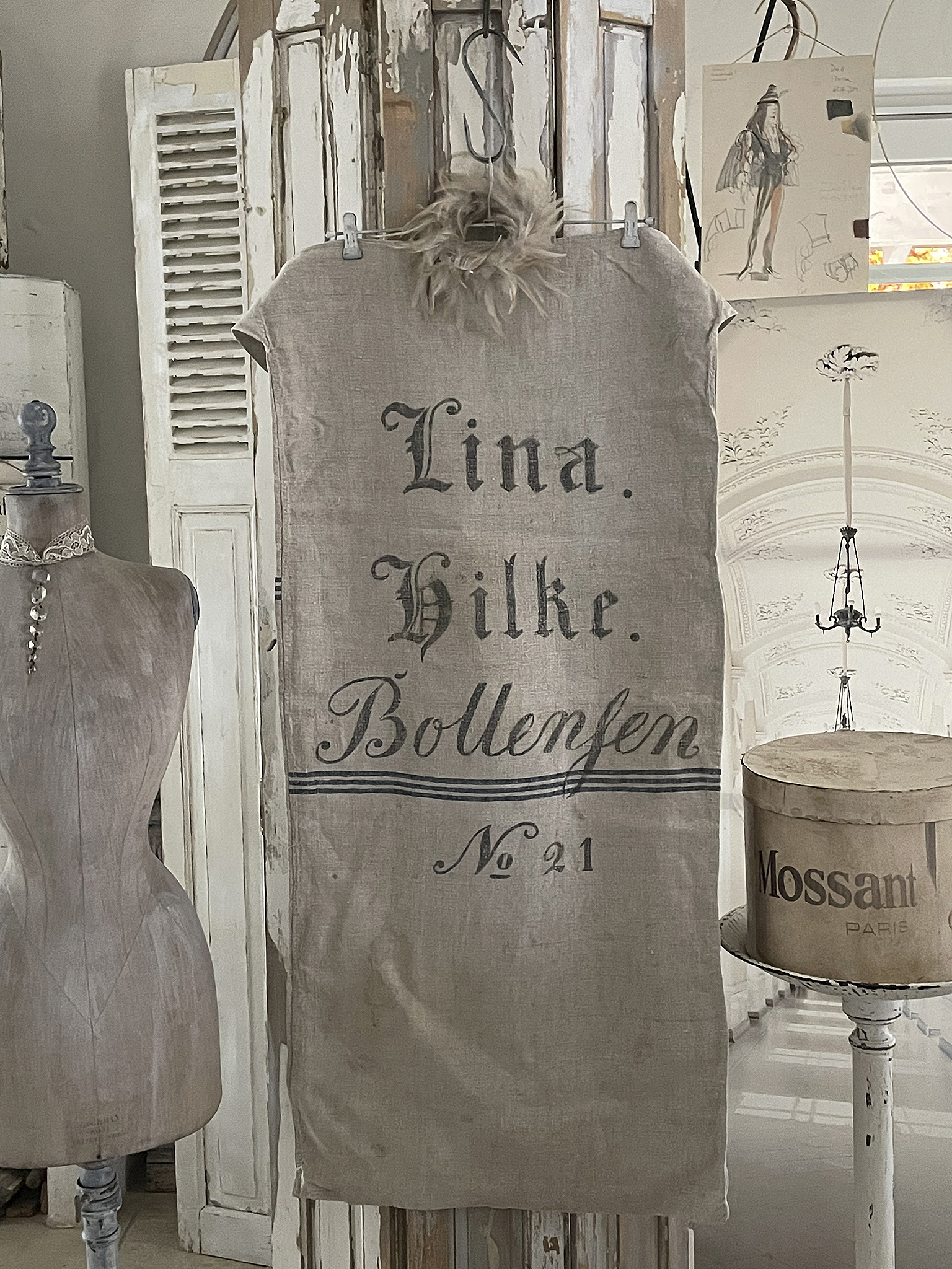Seltener alter Leinensack/ Mehlsack Schreibschrift*** Seltener alter Leinensack/ Mehlsack Schreibschrift***