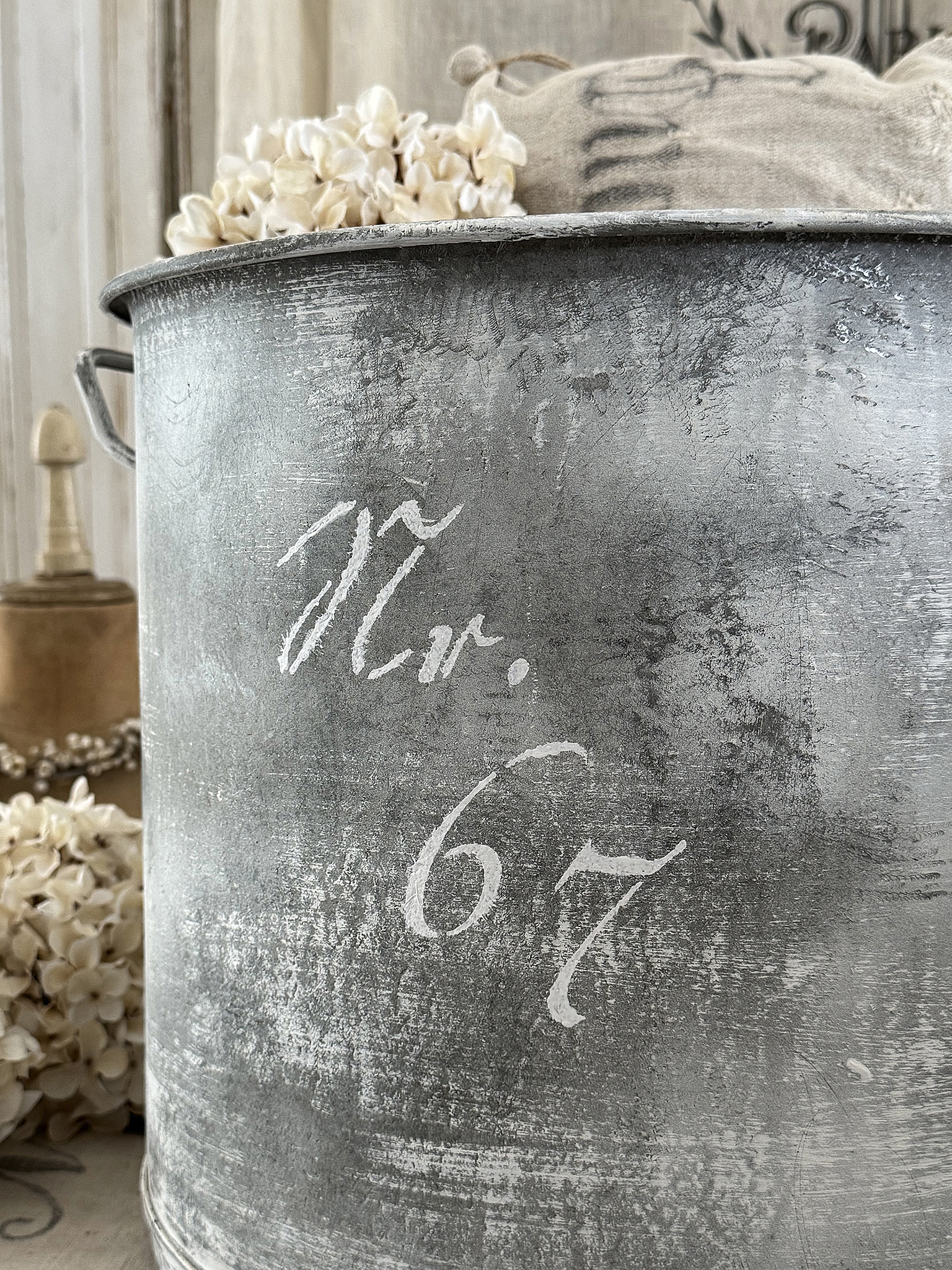 Alter großer Zinktopf – 38 Liter im charmanten Vintage-Look***