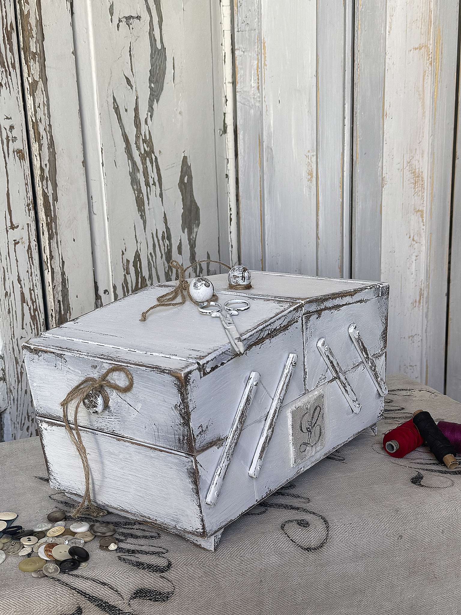 Wundervoller alter Nähkasten/ Ziehharmonika-Kasten***