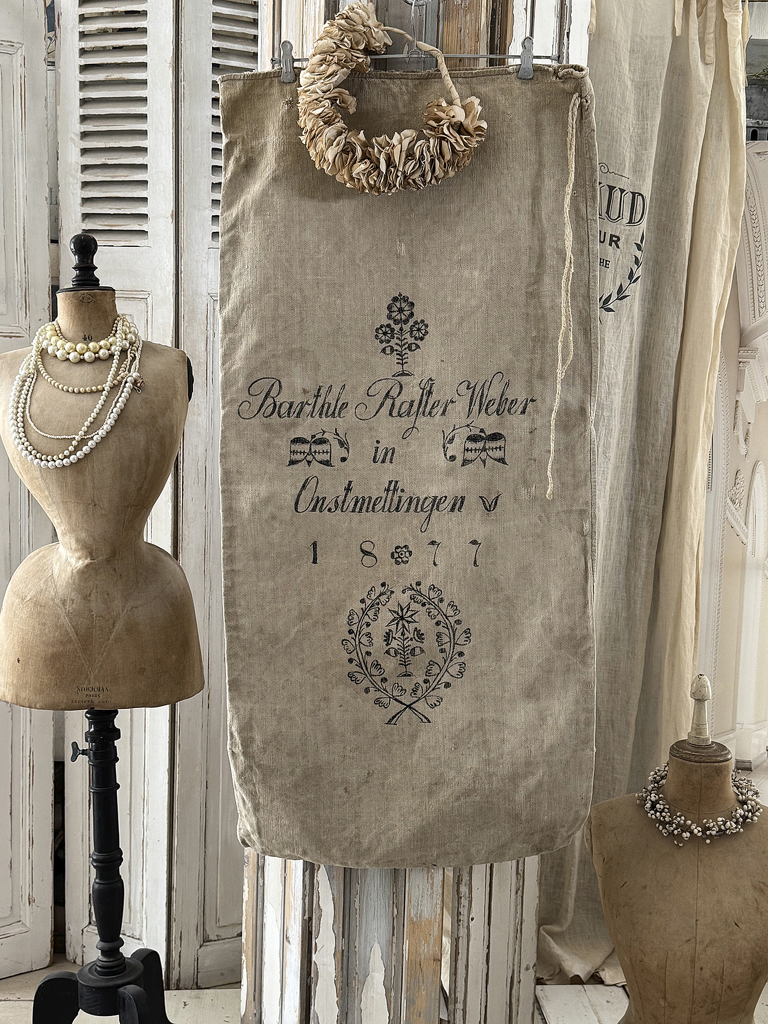 Historischer Mehlsack aus dem Jahr 1877 – seltenes Original mit wunderschönem Druck***