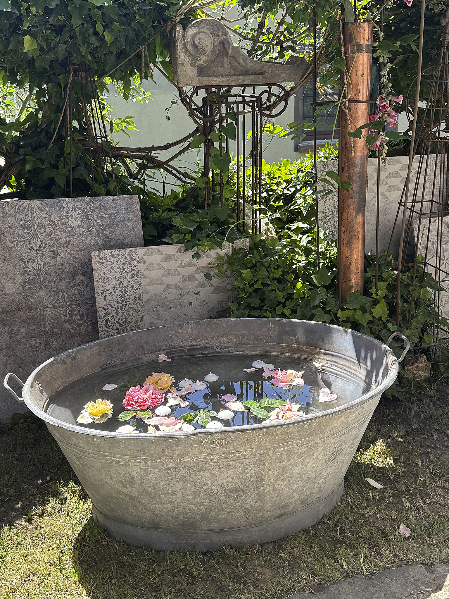 Alte sehr große Zinkwanne mit authentischer Patina – 100Liter***