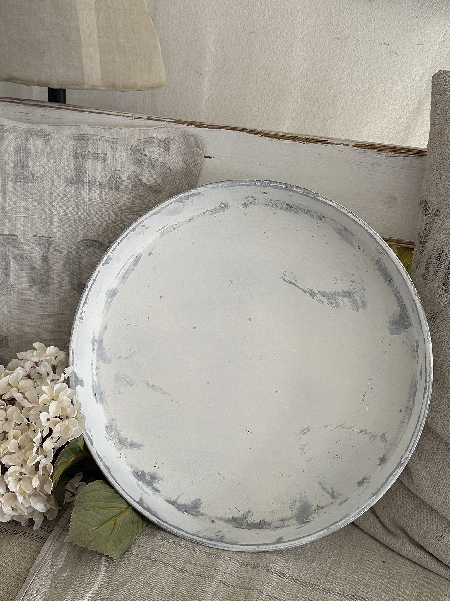 Alte Zinkblechkanne mit Unterschale – ein charmantes Vintage-Duo im Shabbykleid***