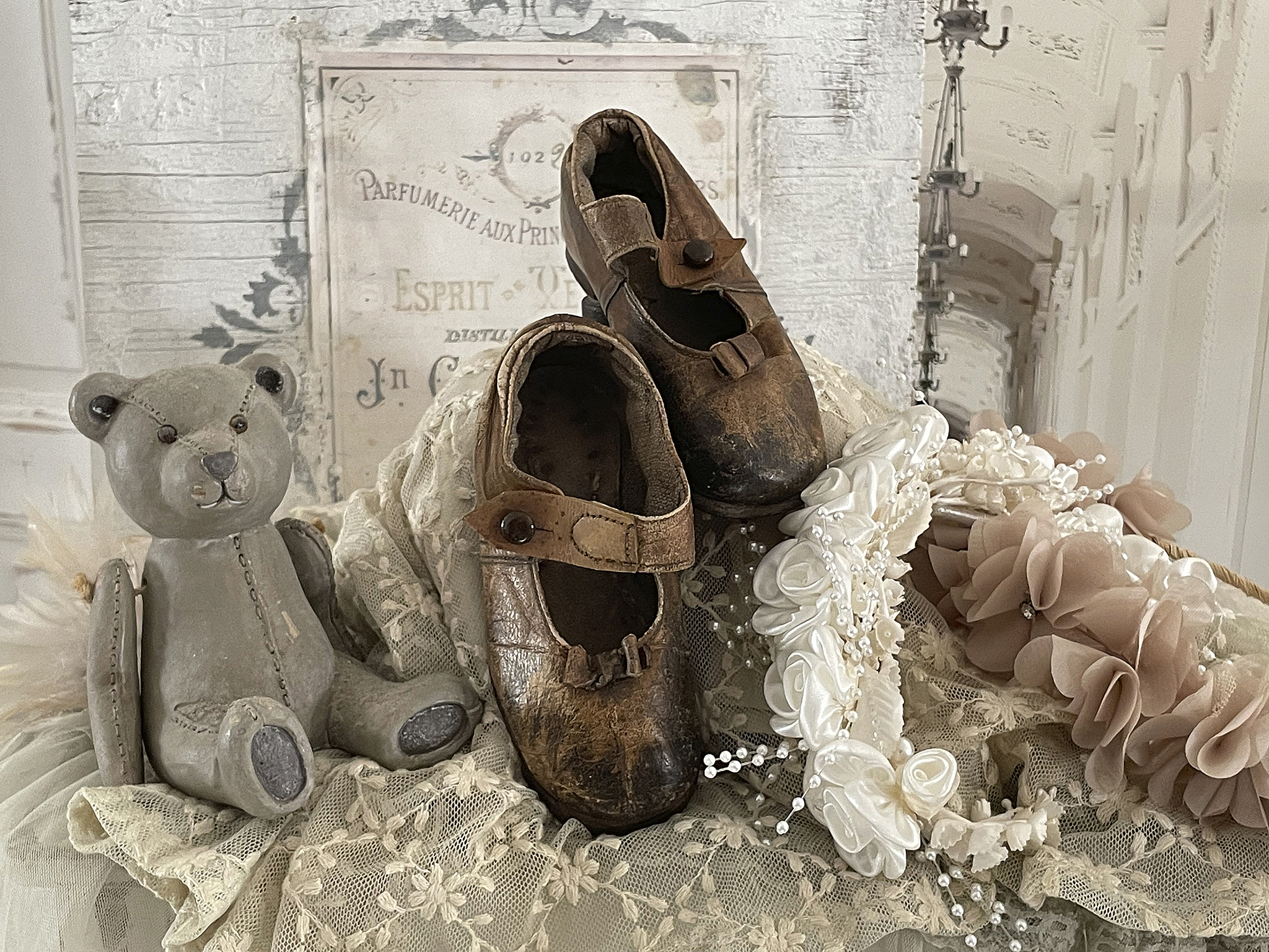 Reizende Kinderschuhe Vintage-braun mit Schleifchen***