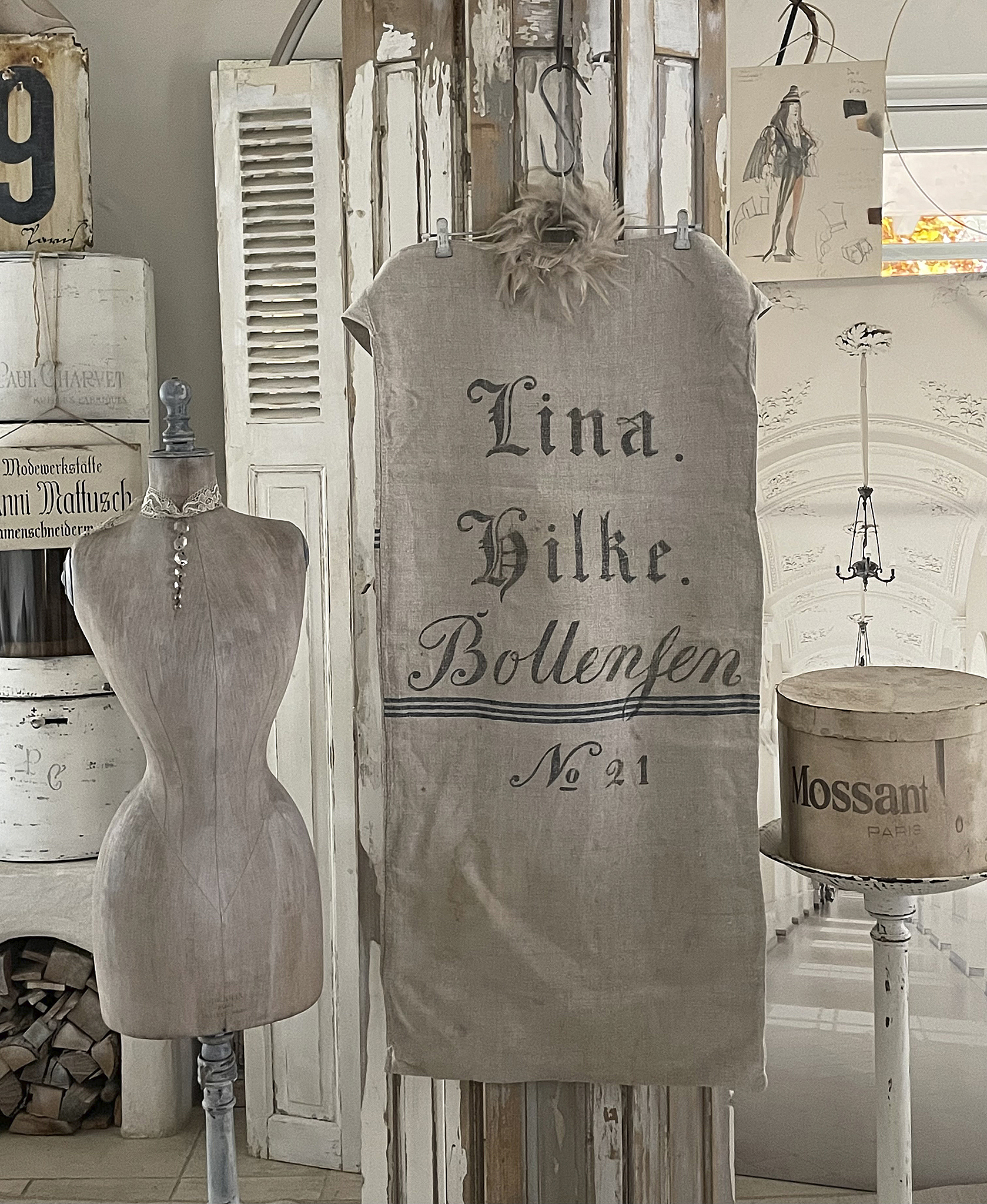 Seltener alter Leinensack/ Mehlsack Schreibschrift*** Seltener alter Leinensack/ Mehlsack Schreibschrift***