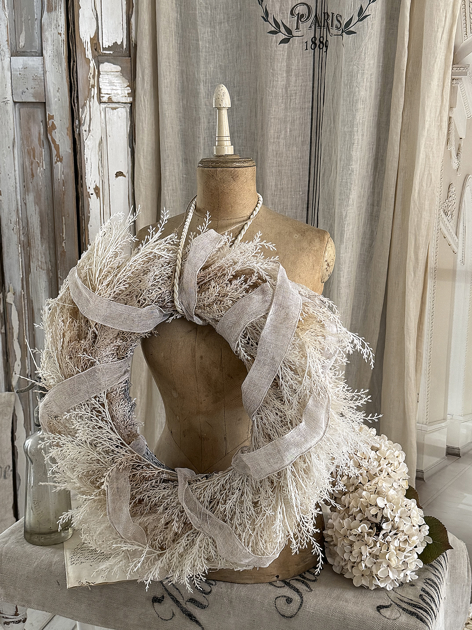 Großer Vintage-Kranz aus zartem Farn***