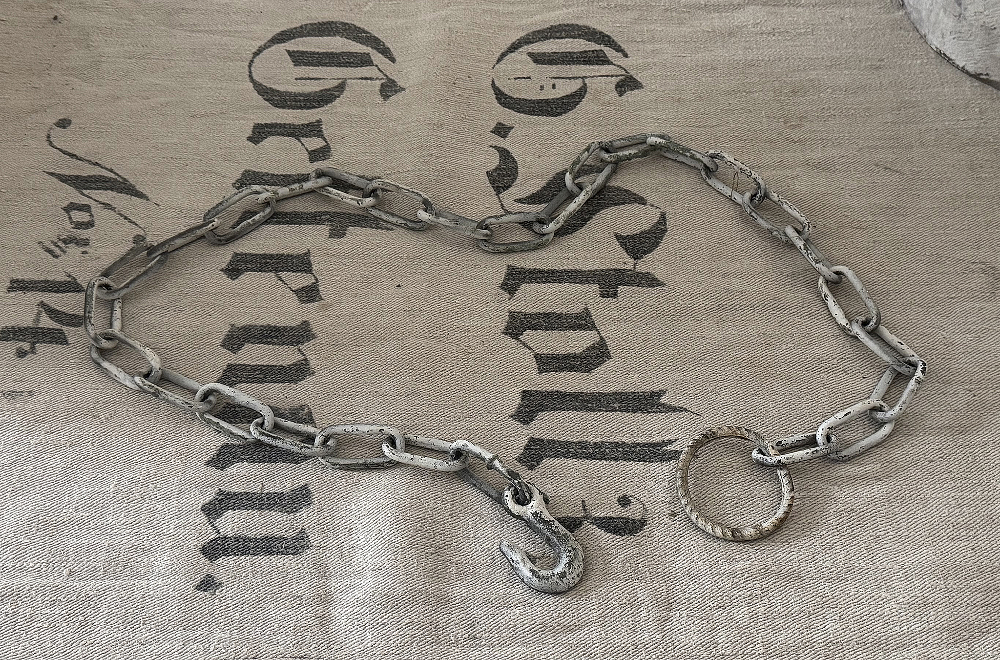Alte Gliederkette | Vintage Eisenkette mit Haken | Originalpatina | Industrial Shabby Chic***