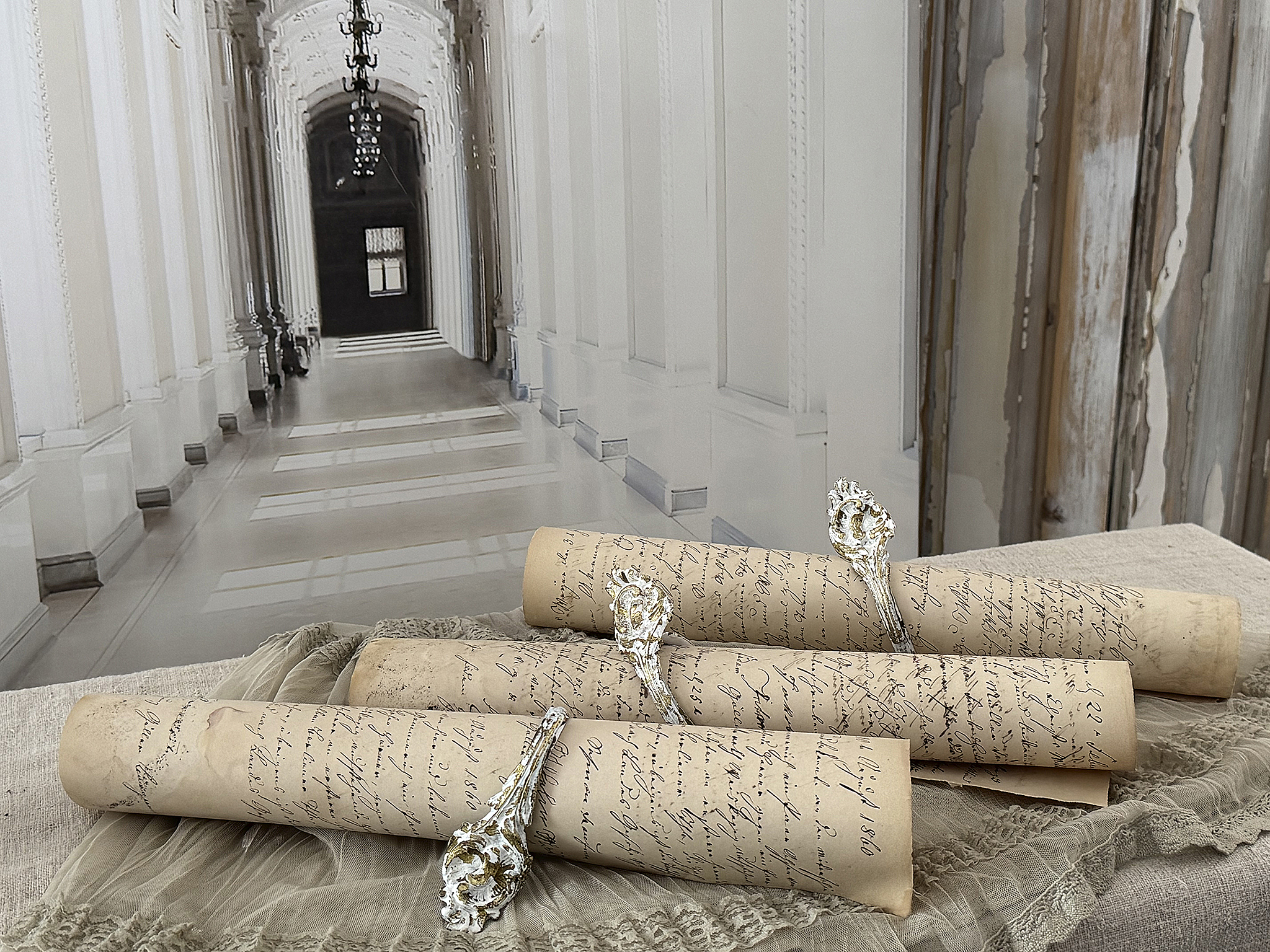 Antike Gardinenringe mit historischem Dokument – außergewöhnliche Shabby-Dekoration mit Geschichte***