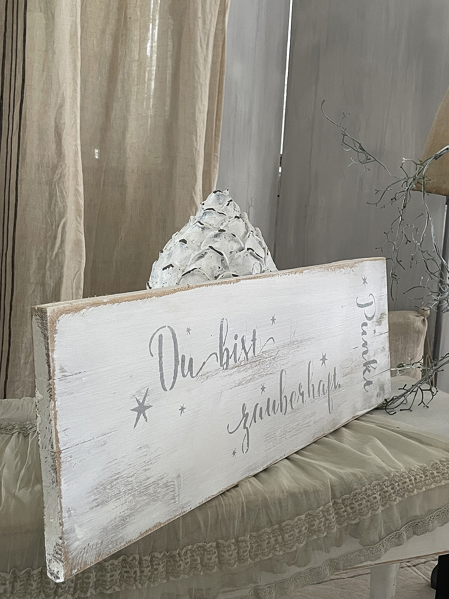 Schmales Shabby-Holz Bild Zauberhaft***