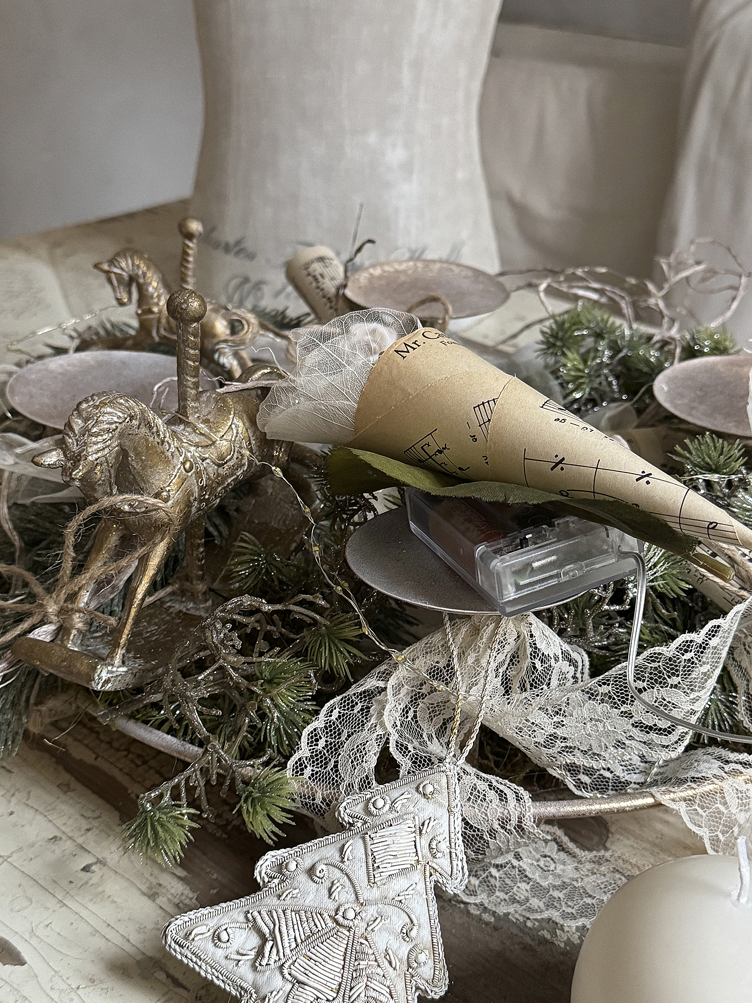 Adventkranz Schale „Romantik“ ein Unikat zum Verlieben***