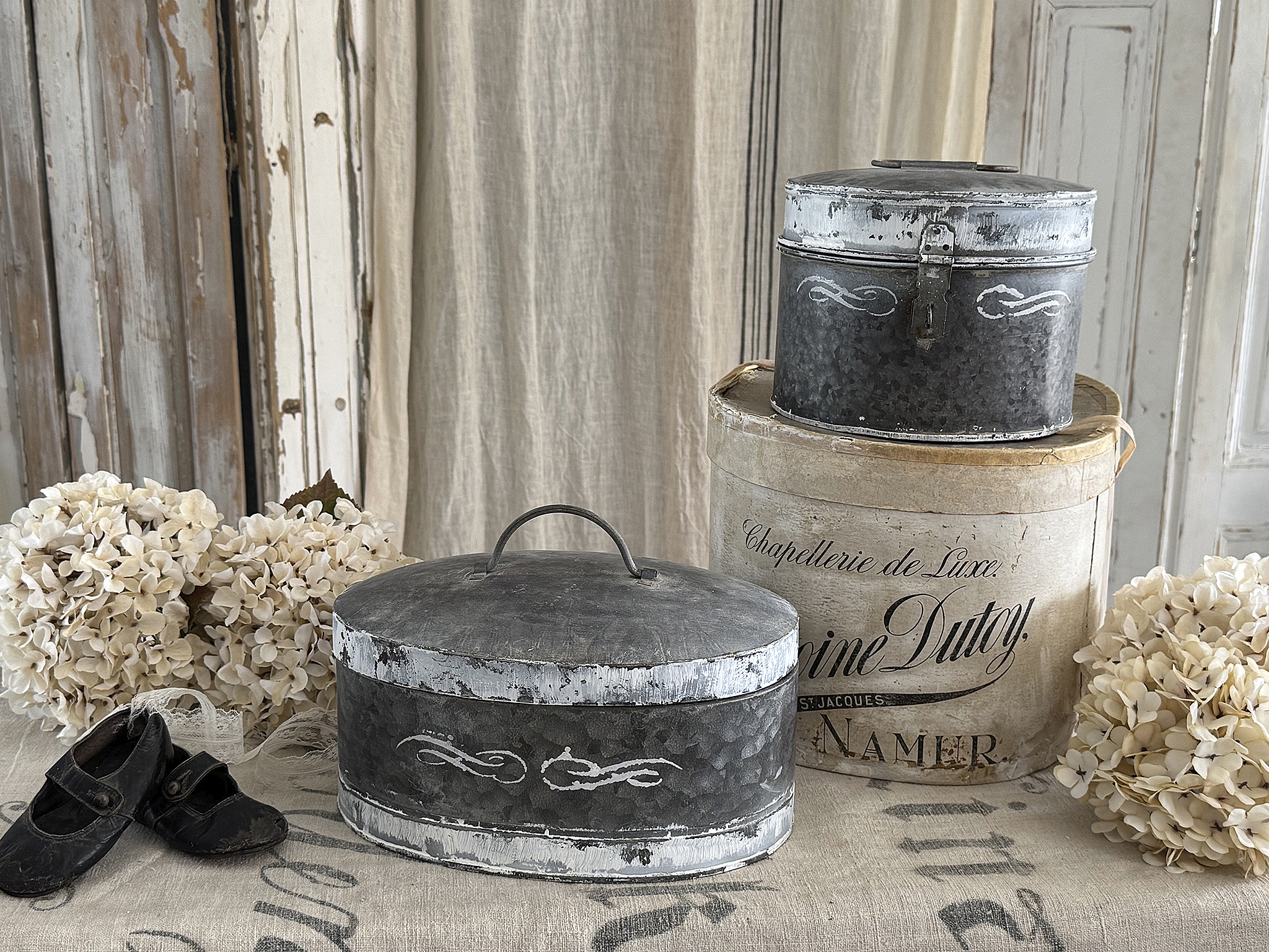  Altes Dosen-Duo aus Zink im Vintage-Stil***