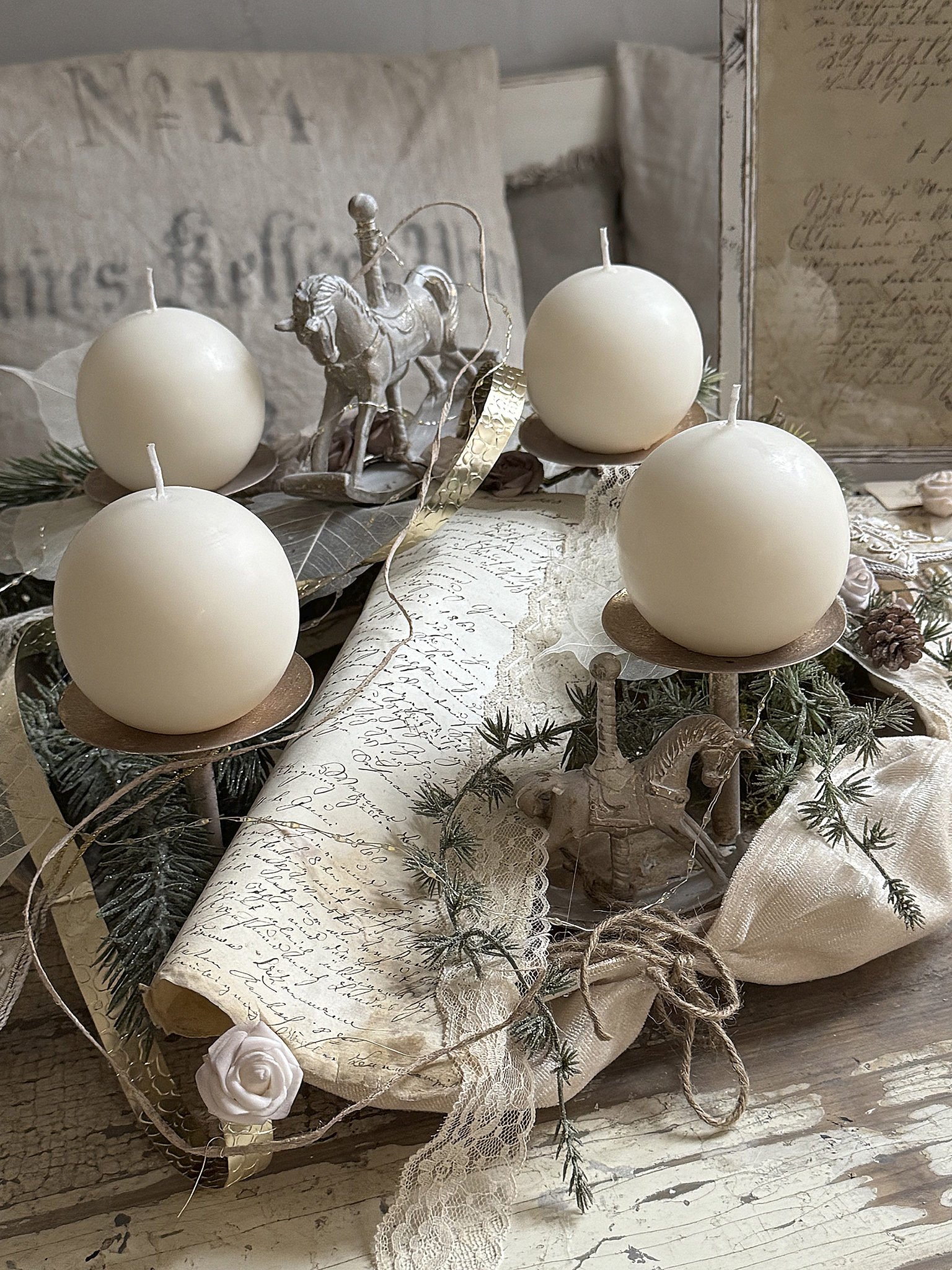 Adventkranz Schale „Romantik“ mit Schriftstück***