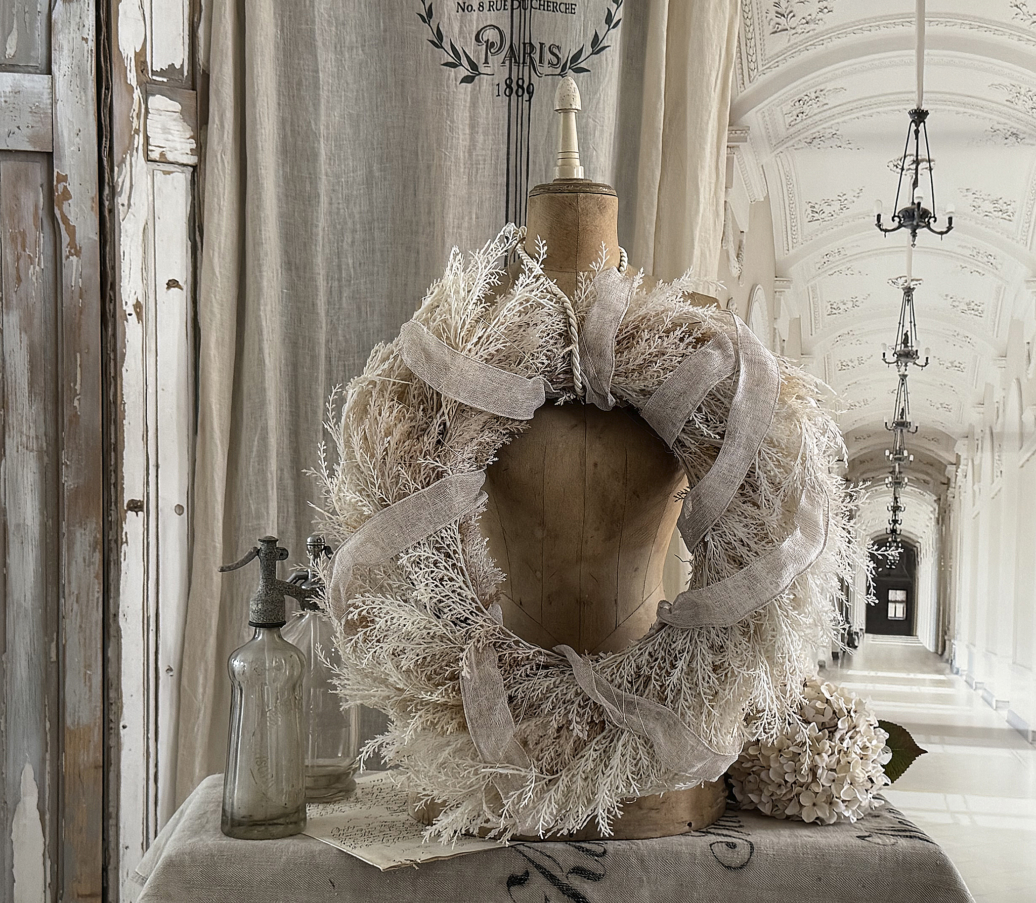 Großer Vintage-Kranz aus zartem Farn***