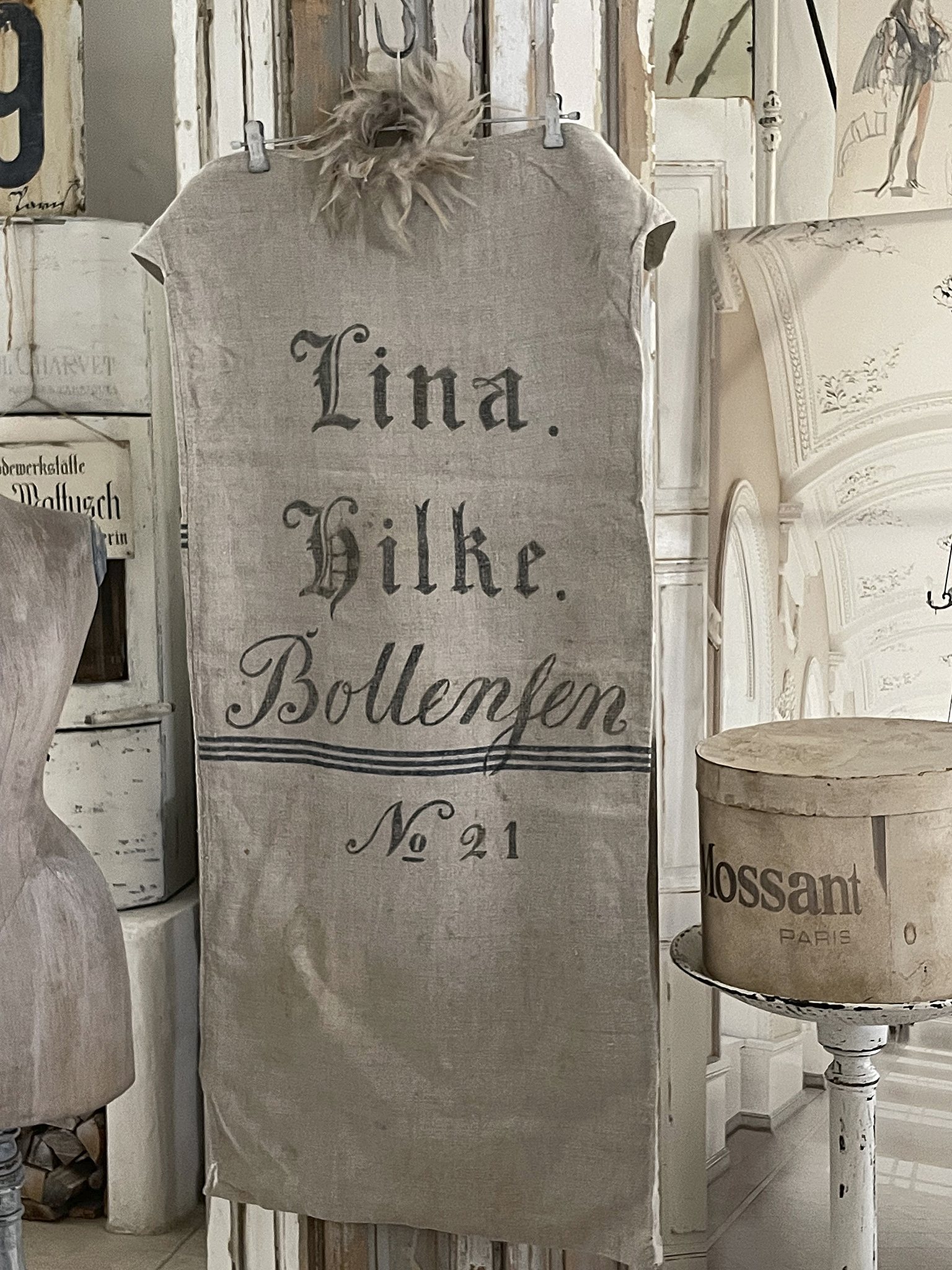 Seltener alter Leinensack/ Mehlsack Schreibschrift*** Seltener alter Leinensack/ Mehlsack Schreibschrift***