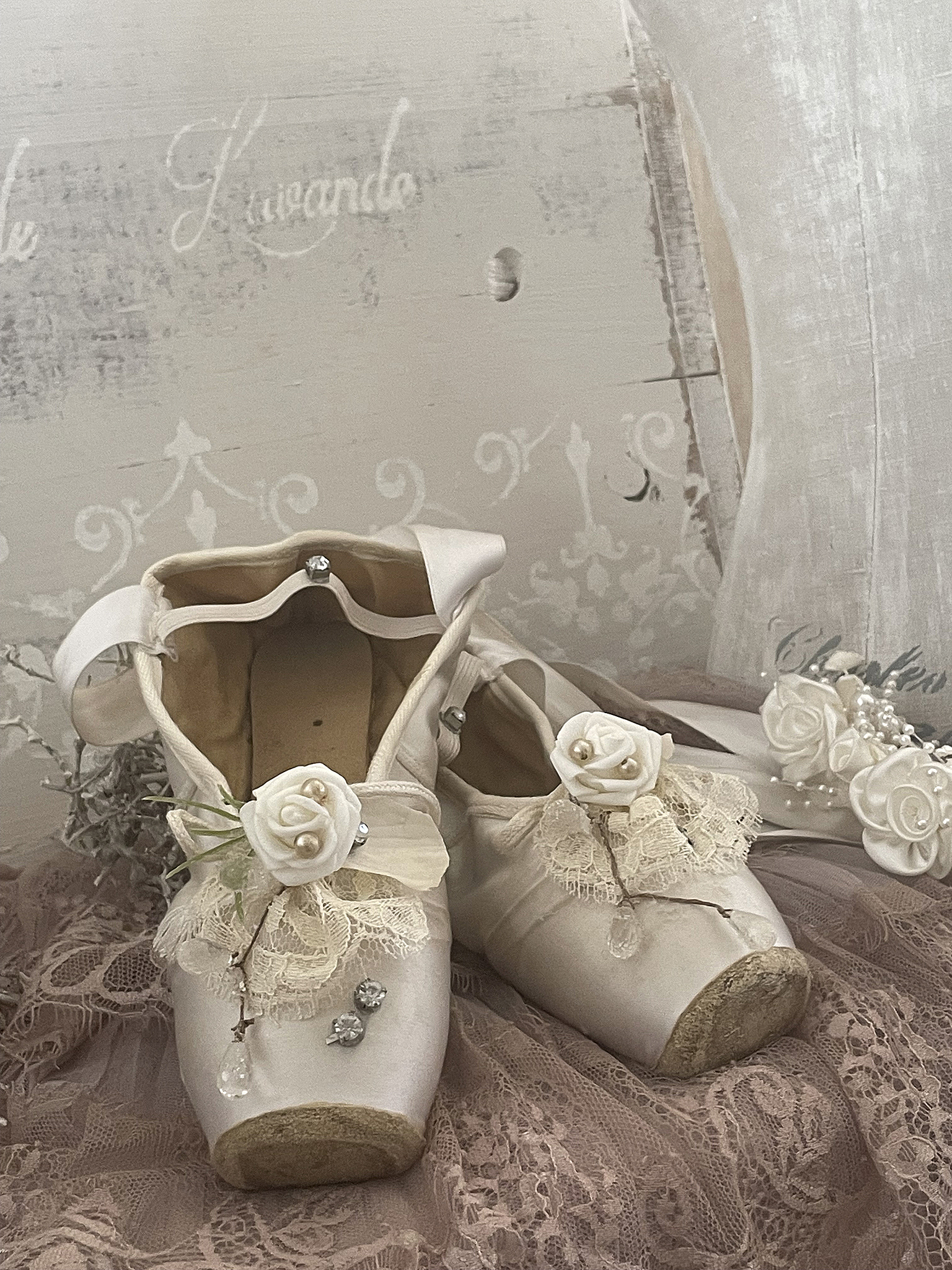 Süße alte Ballettschuhe weiß Röschen*** Süße alte Ballettschuhe weiß Röschen***