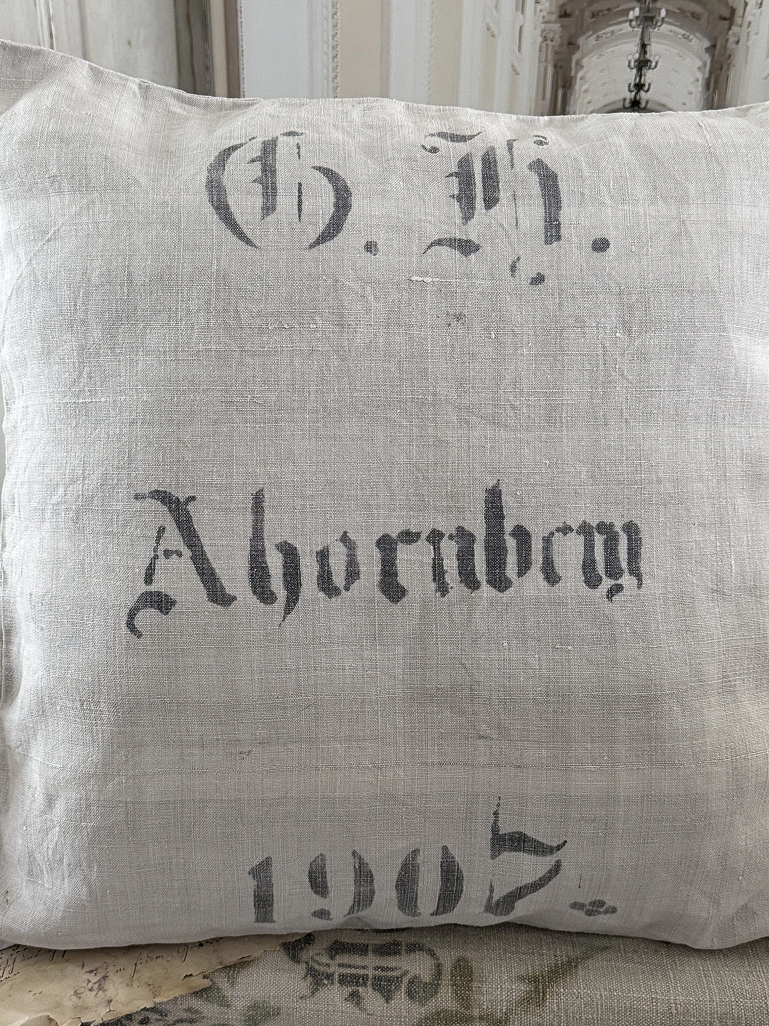 Altes Mehlsackkissen aus antikem Leinensack***