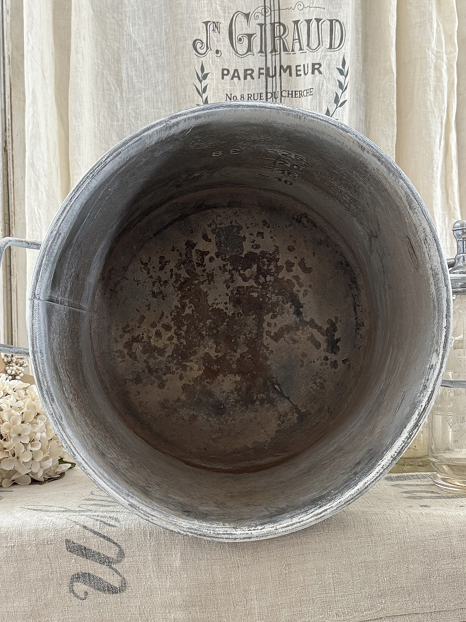 Alter großer Zinktopf – 38 Liter im charmanten Vintage-Look***