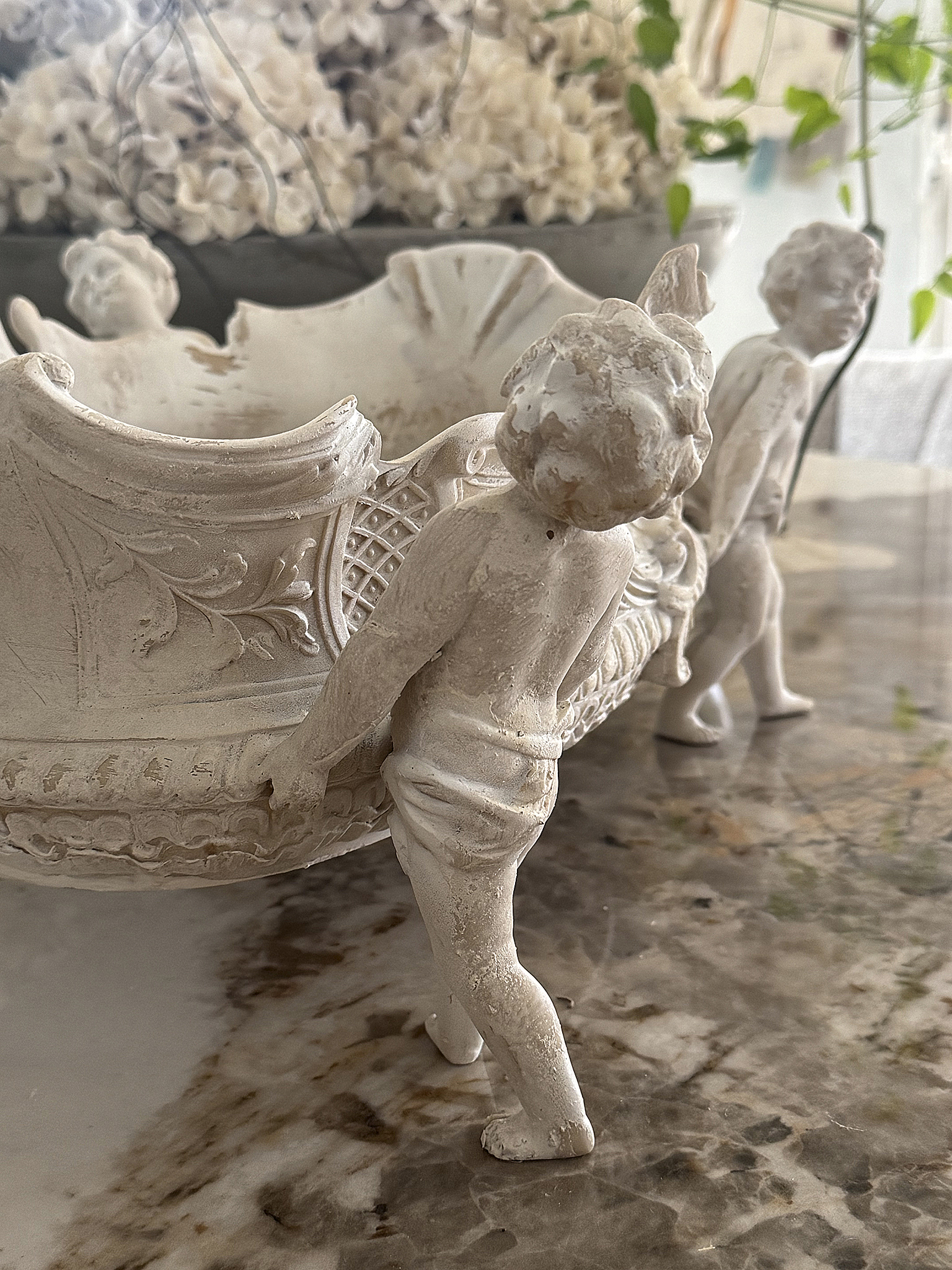Wunderschöne Shabby-Chic-Jardinière mit Putten – romantisches Rokoko-Flair***