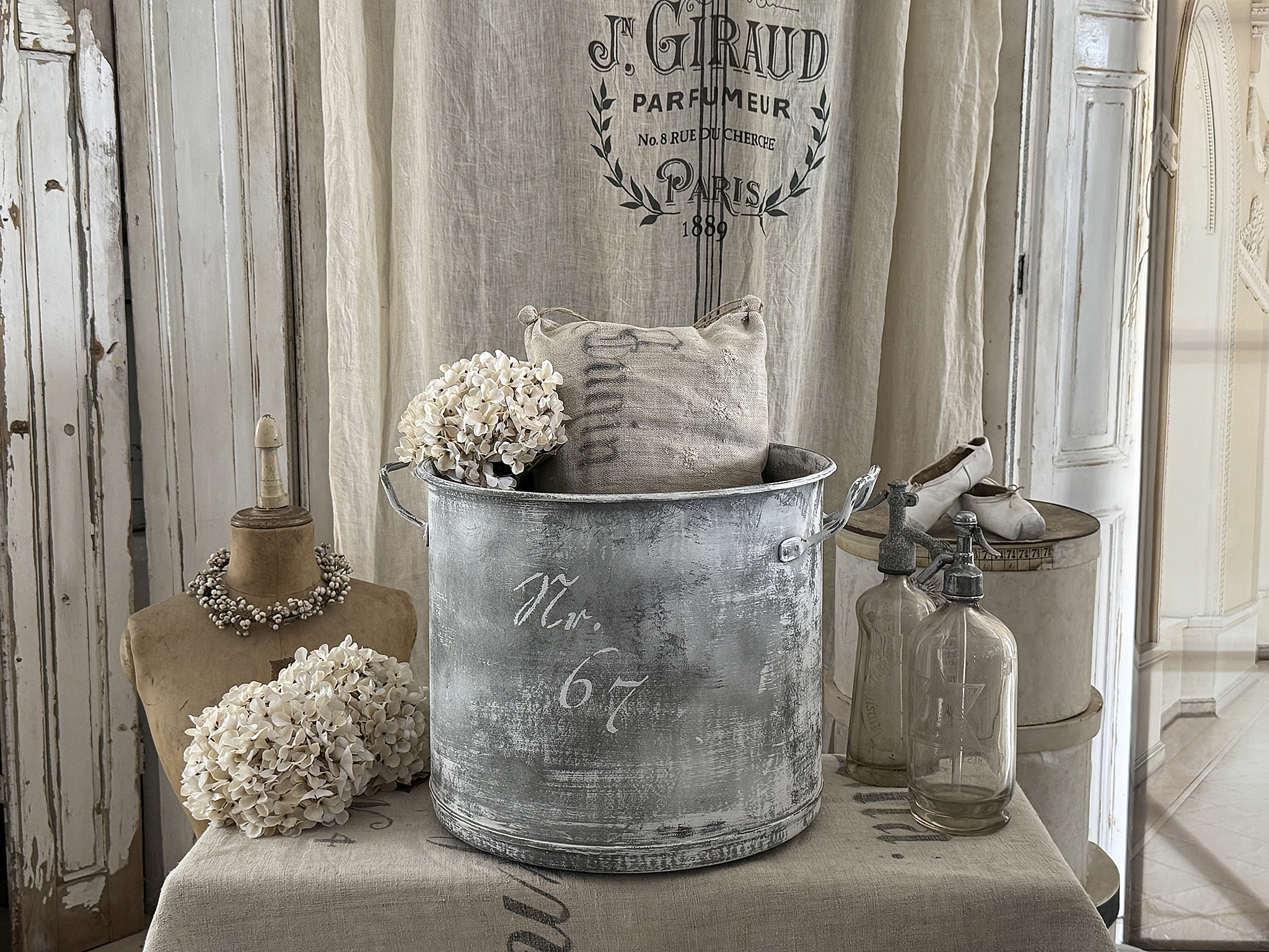 Alter großer Zinktopf – 38 Liter im charmanten Vintage-Look***